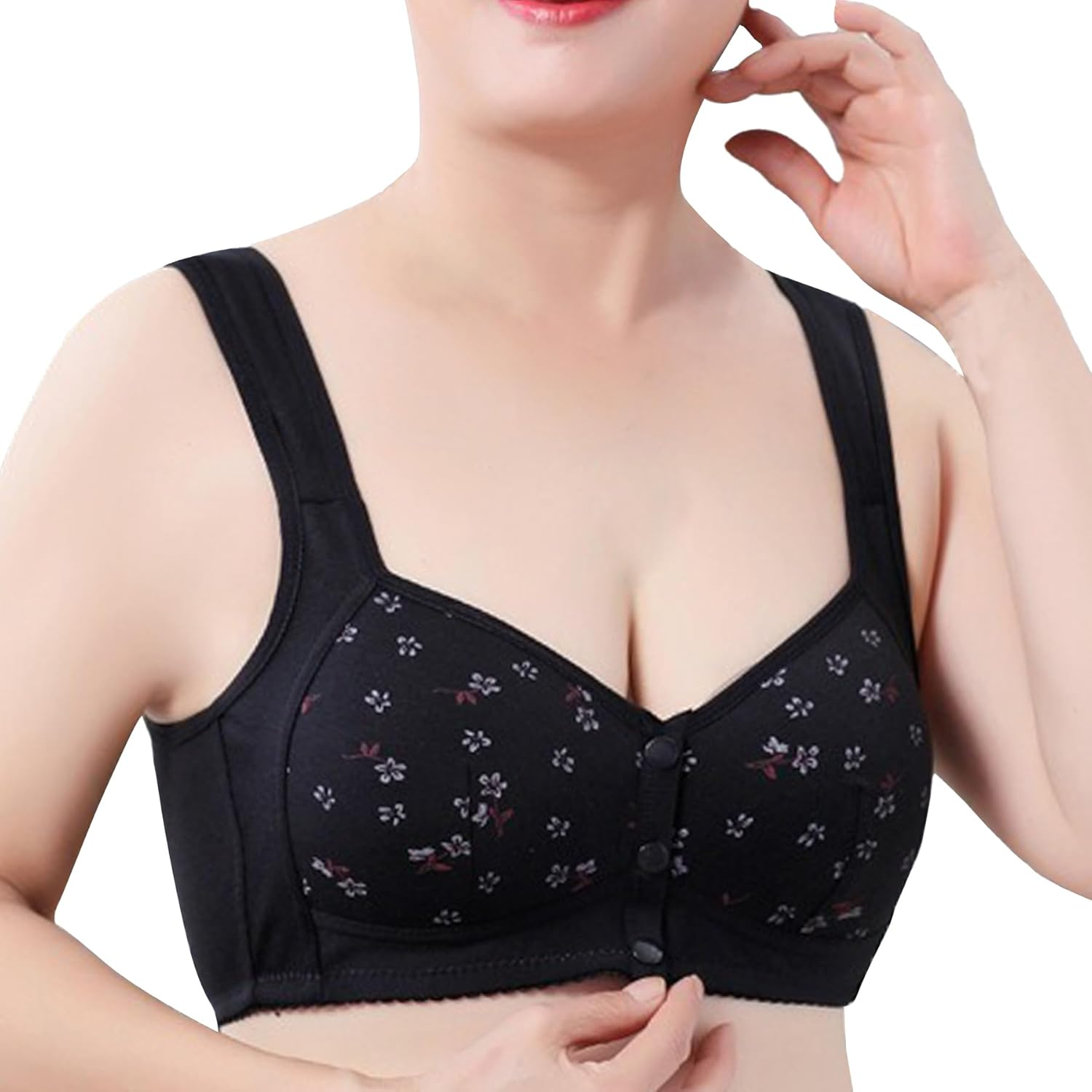 Dress Cici Cotton Maternity Nursing Bras, Wireless Front Open Bra for Elderly, 2 PCS image number 2