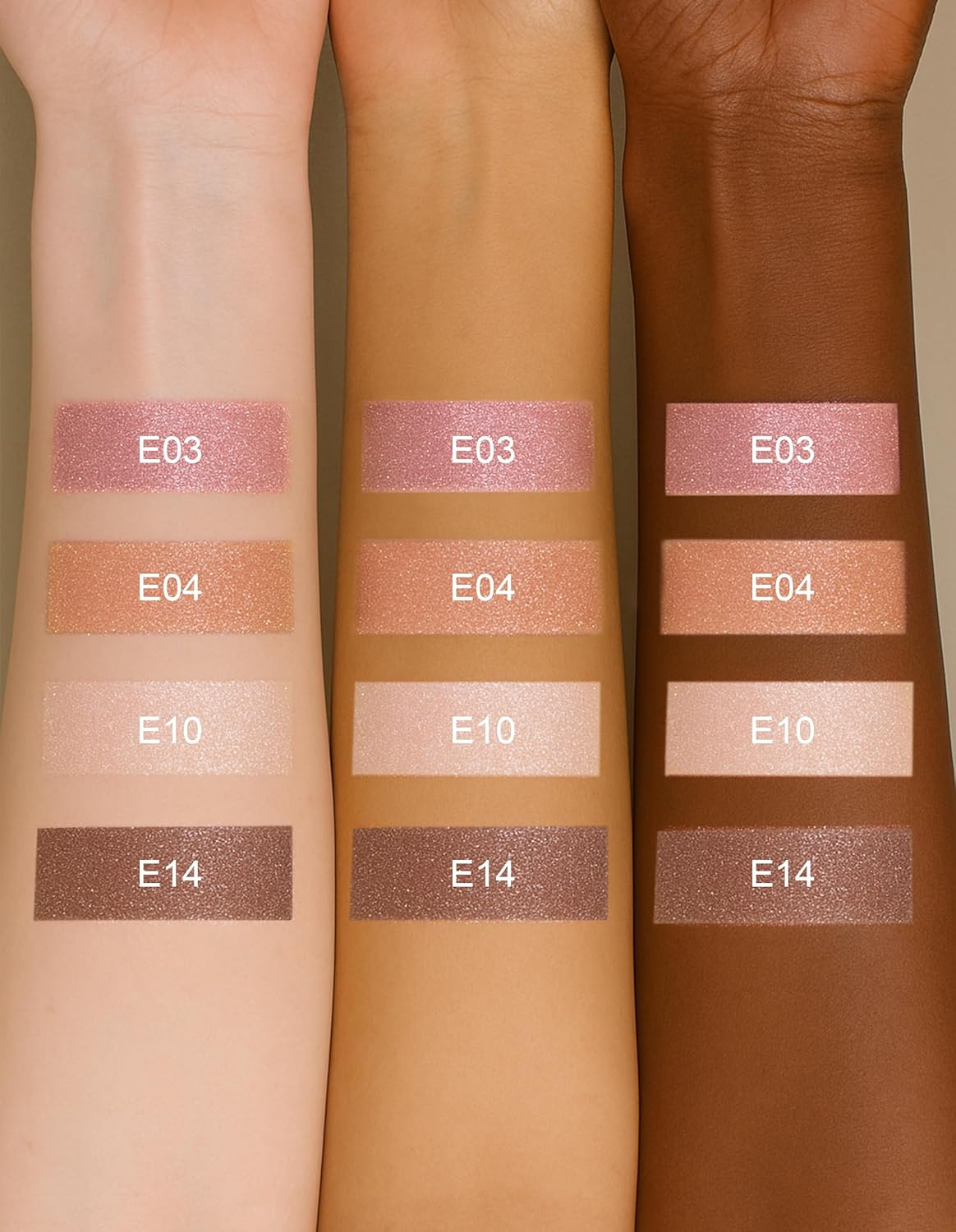 Erinde Shimmer Cream Eyeshadow Stick, Long Lasting Metallic Eye Shadow Sticks, Waterproof Creamy Glitter Eyeshadow Pencil, High Pigmented Blendable Neutral Eye Makeup #E03 image number 2