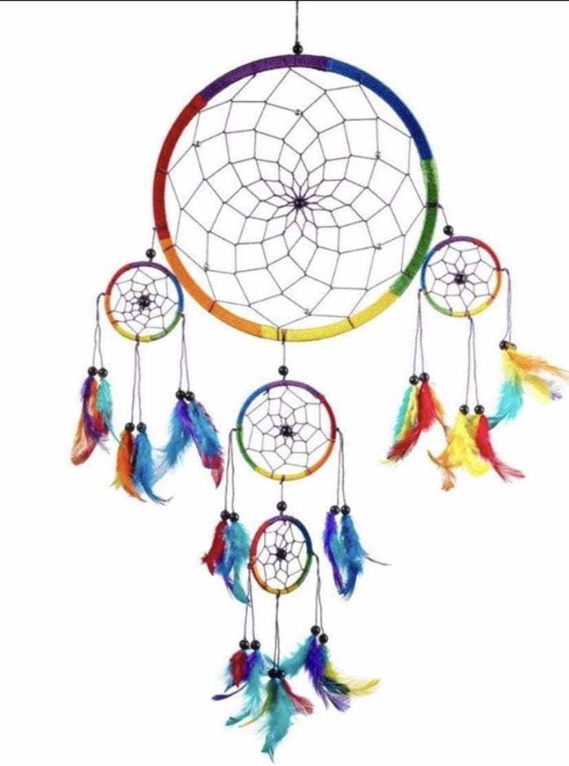 Dream Catcher for Kids Rainbow Chakra Traditional Style Dream Catcher Decoration Hand Made 22Cm X 54Cm image number 2