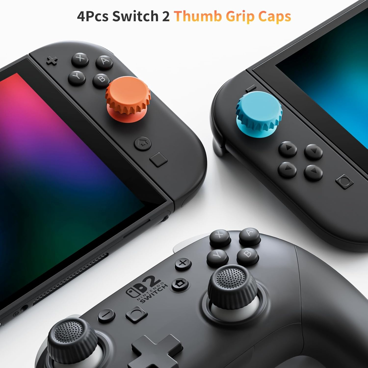 COOWPS Switch 2 Thumb Grips for Nintendo Switch 2 (2025) and Pro Controller, Anti-Slip Silicone Joystick Cover, Comfort Ergonomic Design Thumb Grip Caps for Switch 2 image number 3