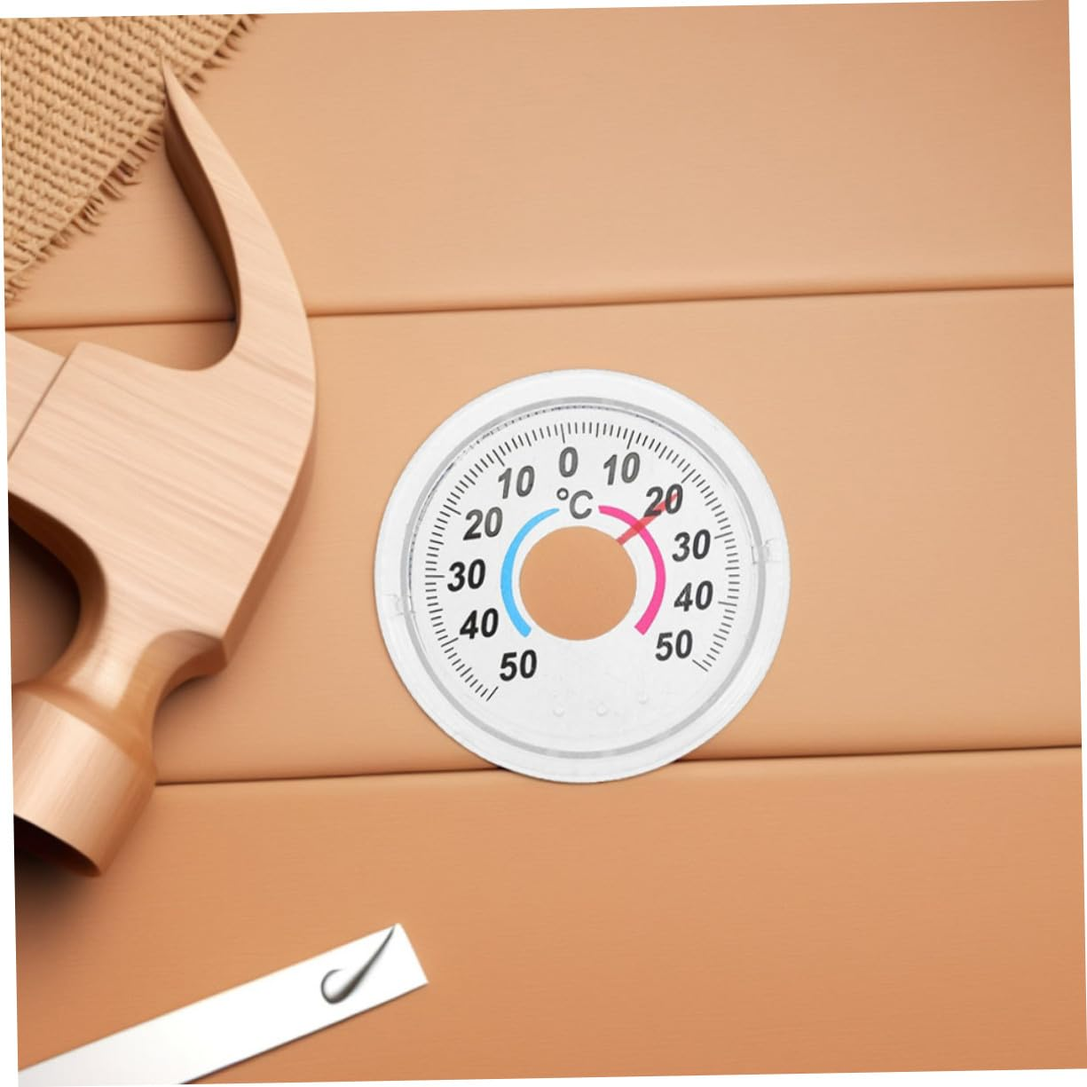 CLISPEED round Analog Indoor Outdoor Thermometer for Doors and Windows Space-Saving Plastic Gauge with Accurate Temperature Display Easy-Read Pointer Style for Home Weather Monitoring