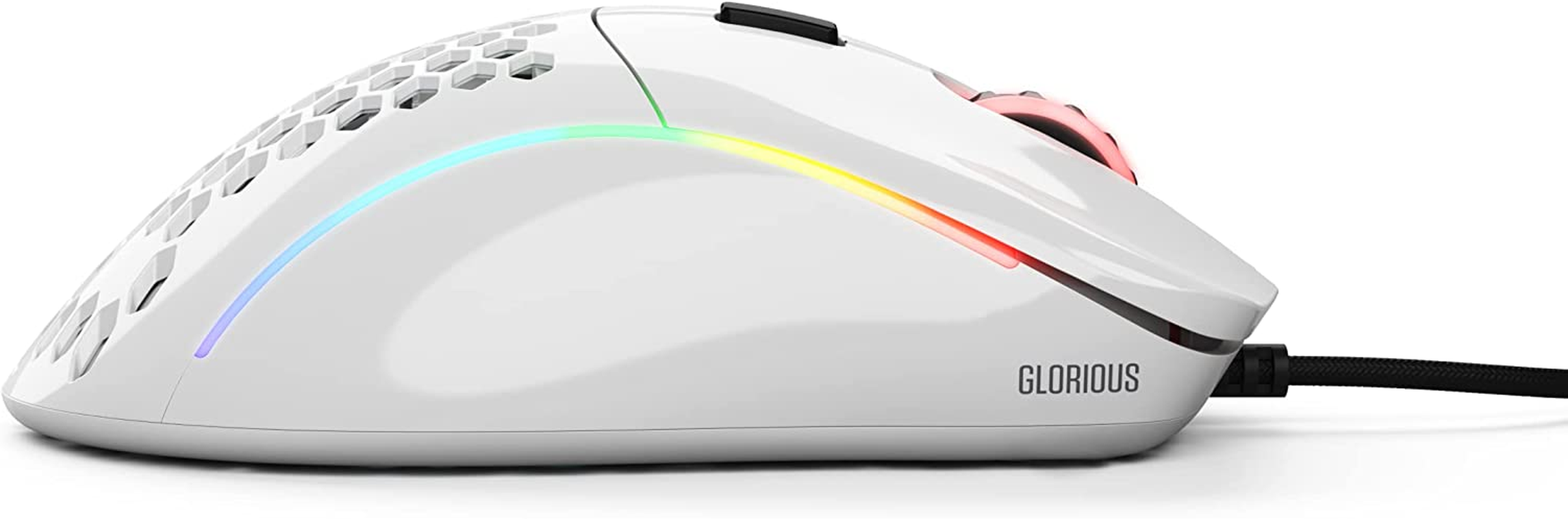Gloriuos White Gaming Mouse - Glorious Model D Gaming Mouse Honeycomb - Ultralight RGB Mouse - PC Mouse - 68 G - Glossy White Mouse image number 6