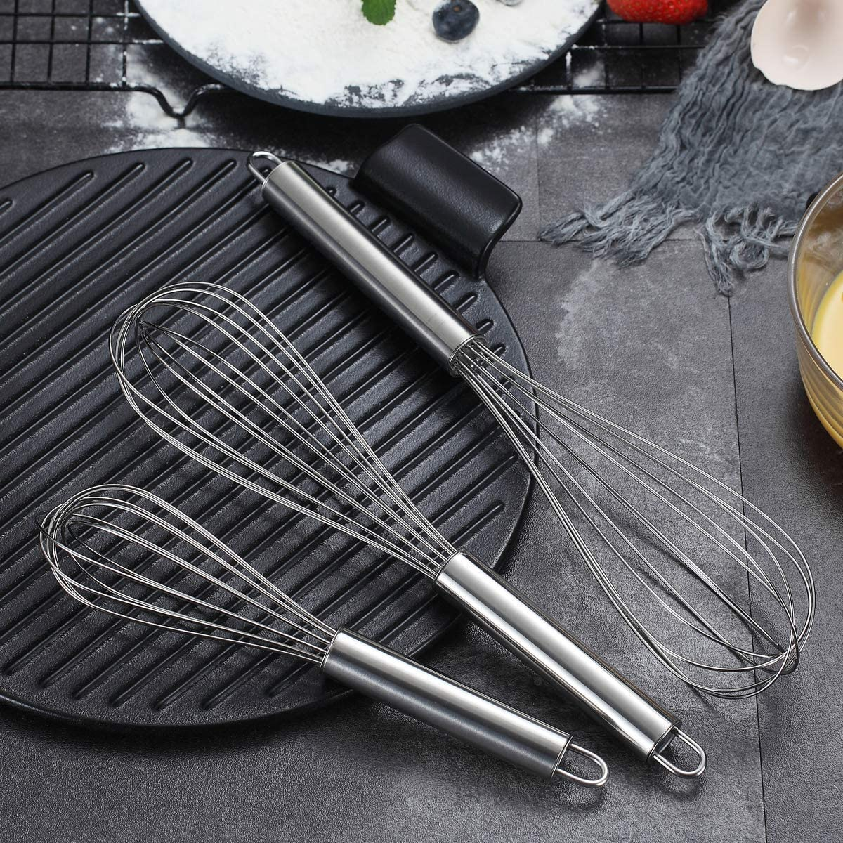 Berglander 3 Pack Stainless Steel Whisks 8",10",12", Wire Whisk Set Kitchen Whisk (Pack of 3) image number 4