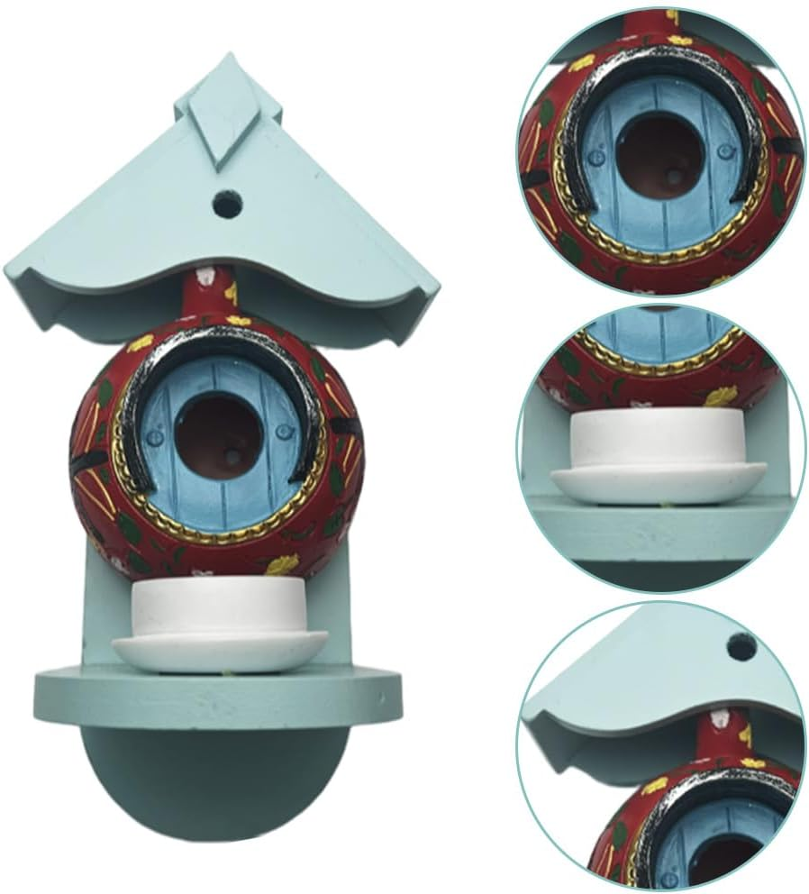 Bird Houses,Birds Feeder House,Tea Cup Bird Feeder,Vintage Wall Hanging Resin Decoration,For Outdoors Garden Patio Backyard Wall Decor,For outside (Red) image number 3