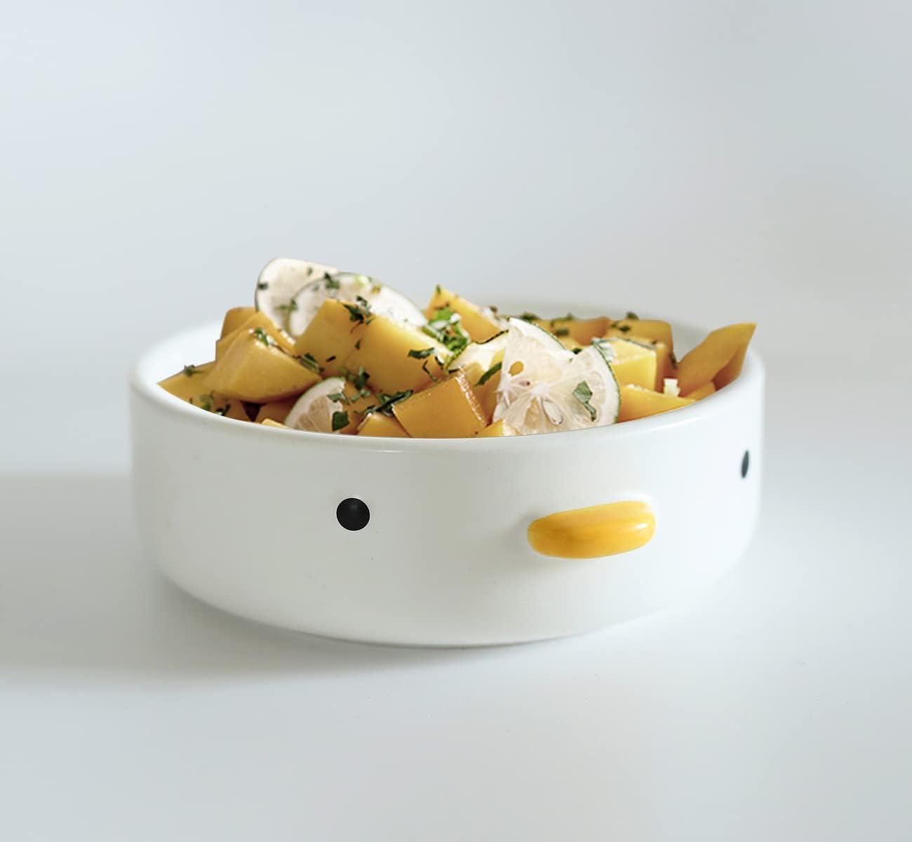 PURROOM Funny Cute Duck 6'' Salad Bowl, Handmade Glaze Chick Safety Ceramics Flat Bottomed Bowl, Home Family, Friend. image number 5