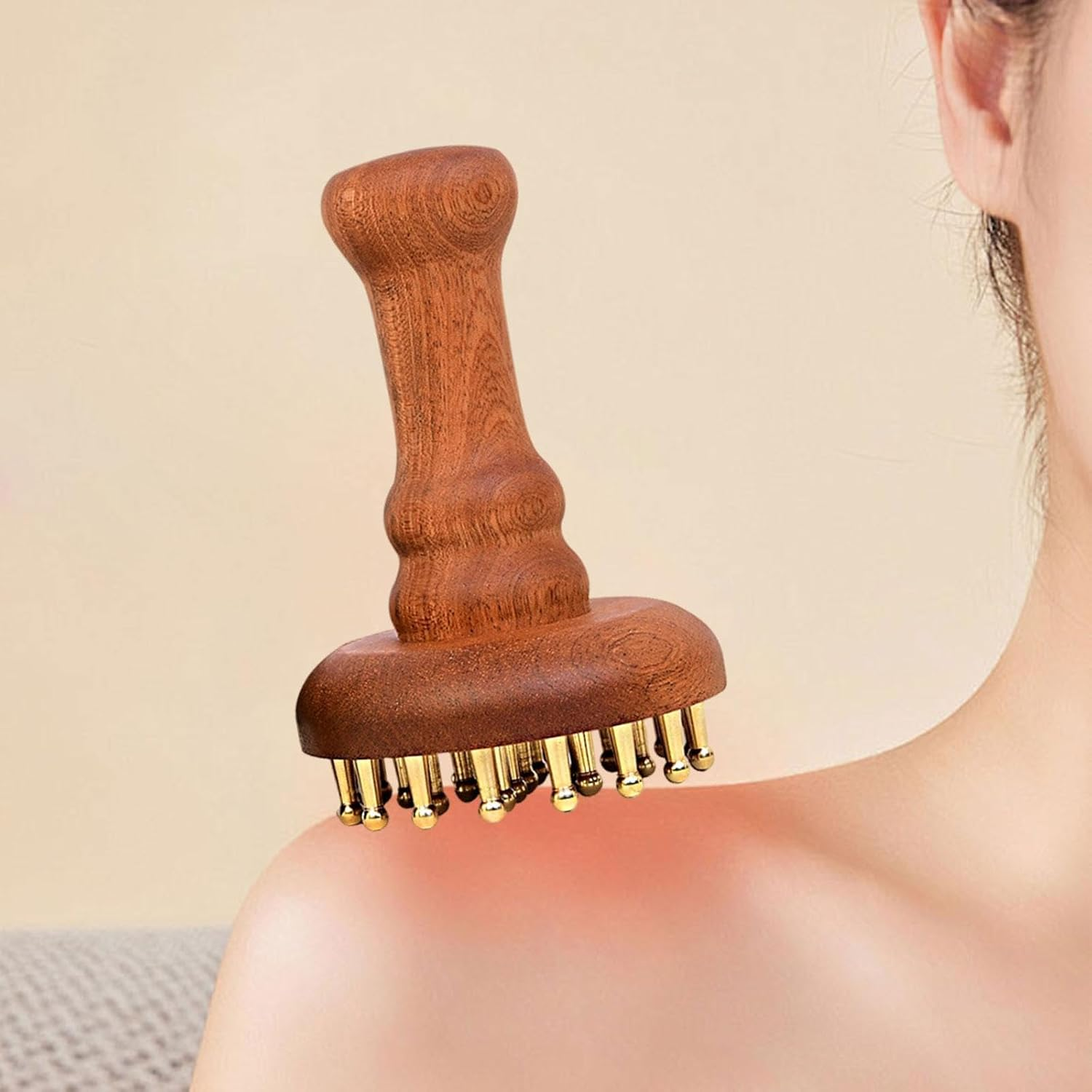 Hzskjyt Wooden Massage Body Brush 29 Brass Tooth Deep Tissue Women Men Gift Portable image number 6