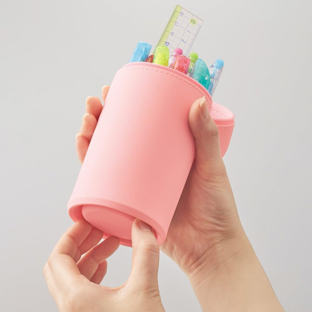 LIHIT LAB Kawaii Japanese Bird Large Stand up Pencil Case for School Office College, Cute School Supplies, Animal Pen Holder Pencil Pouch Holder Girls, Artist Pencil Case, Parrot (A7714-9) image number 2