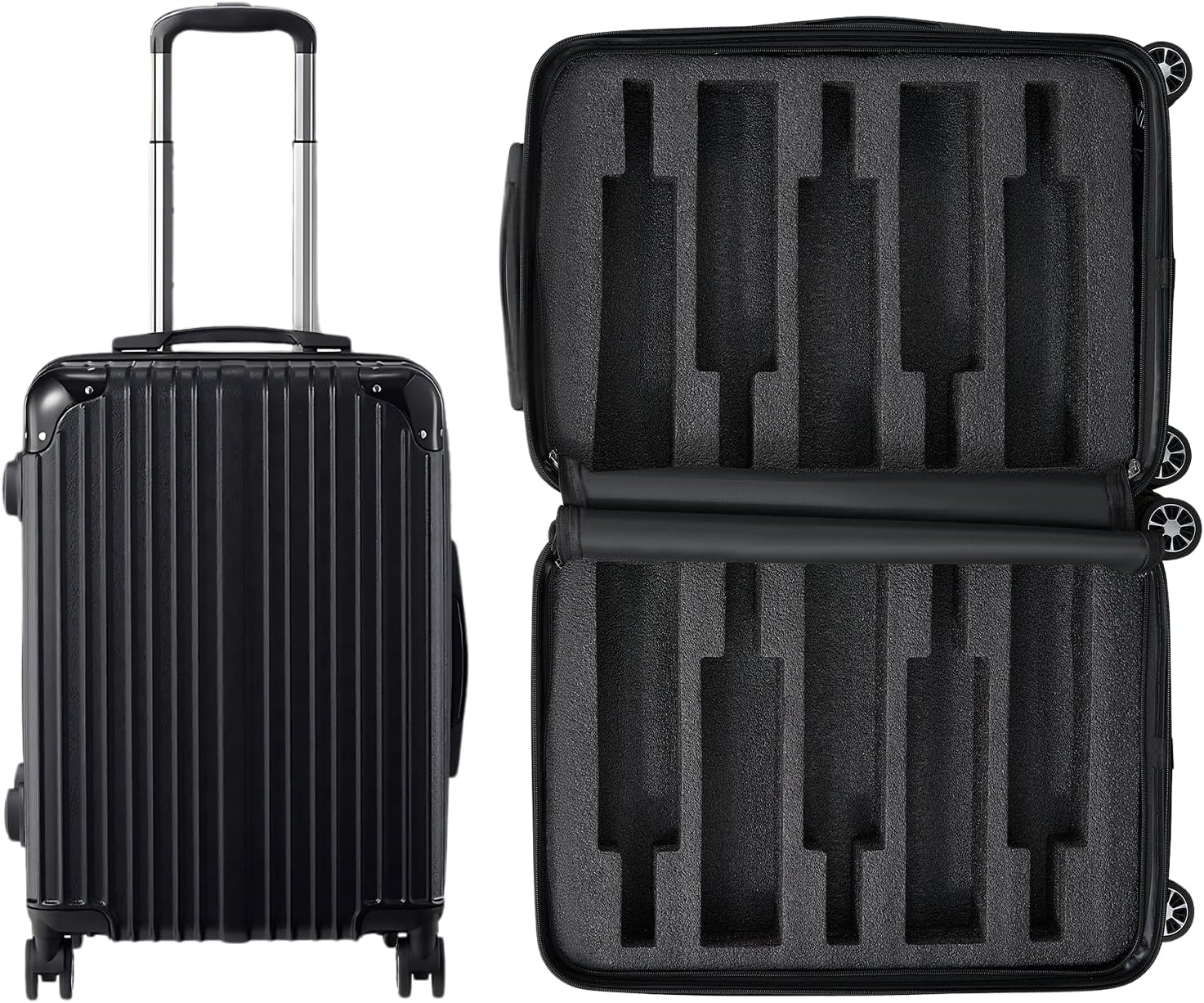 Wine Bottle Suitcase | Holds 10 Standard 750 ML Size Bottles | Universal Airplane Luggage Case, TSA Approved Wheeled Bag for Professionals and Consumers, Gift for Wine Lovers & Connoisseurs (24 IN),