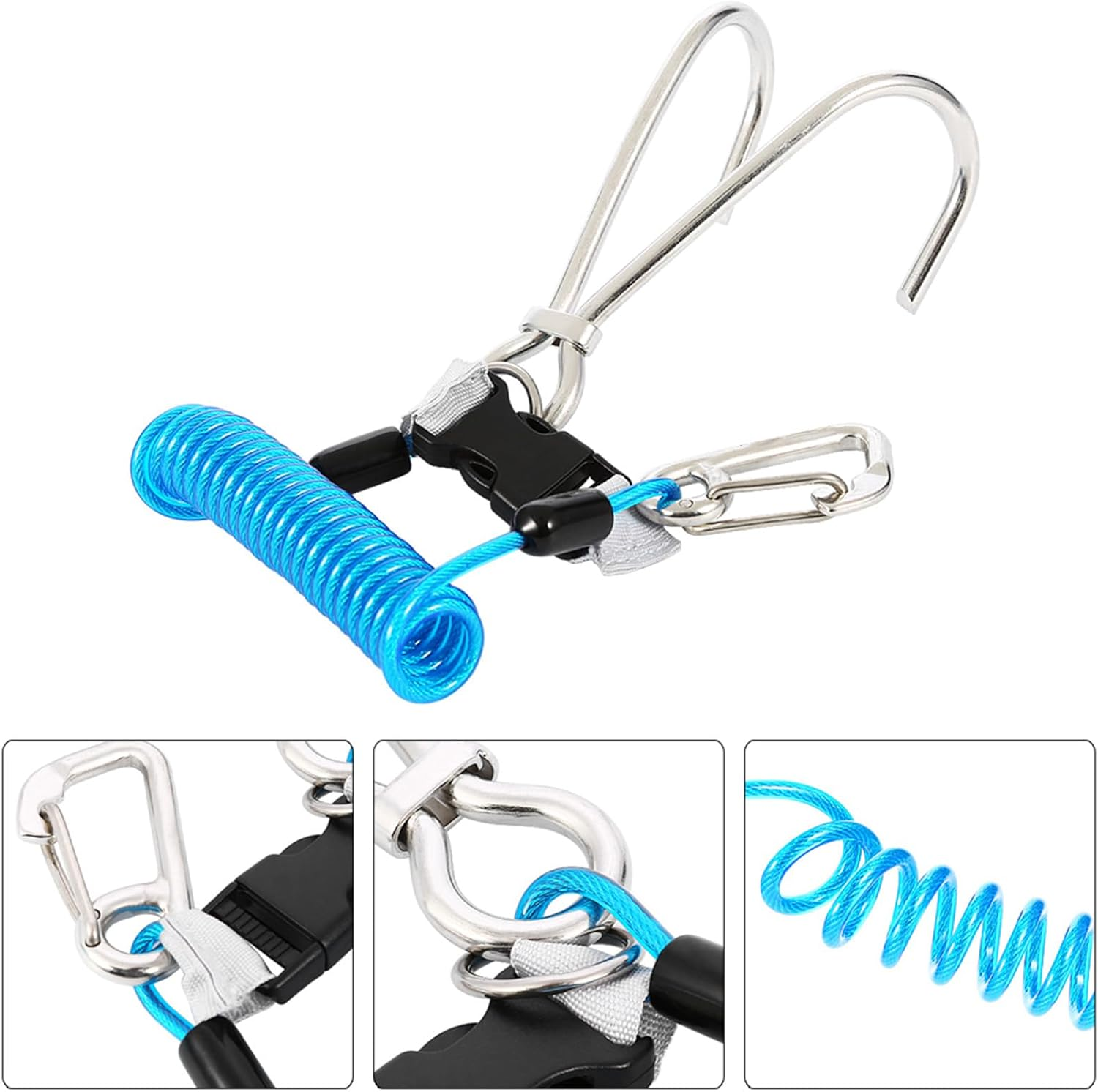 Keep Diving Stainless Steel Reef Hook with Spring Lanyard Diving Hook Keep Diving Stainless Steel Hook Diving Accessories - Diving & Snorkelling (Blue) image number 5
