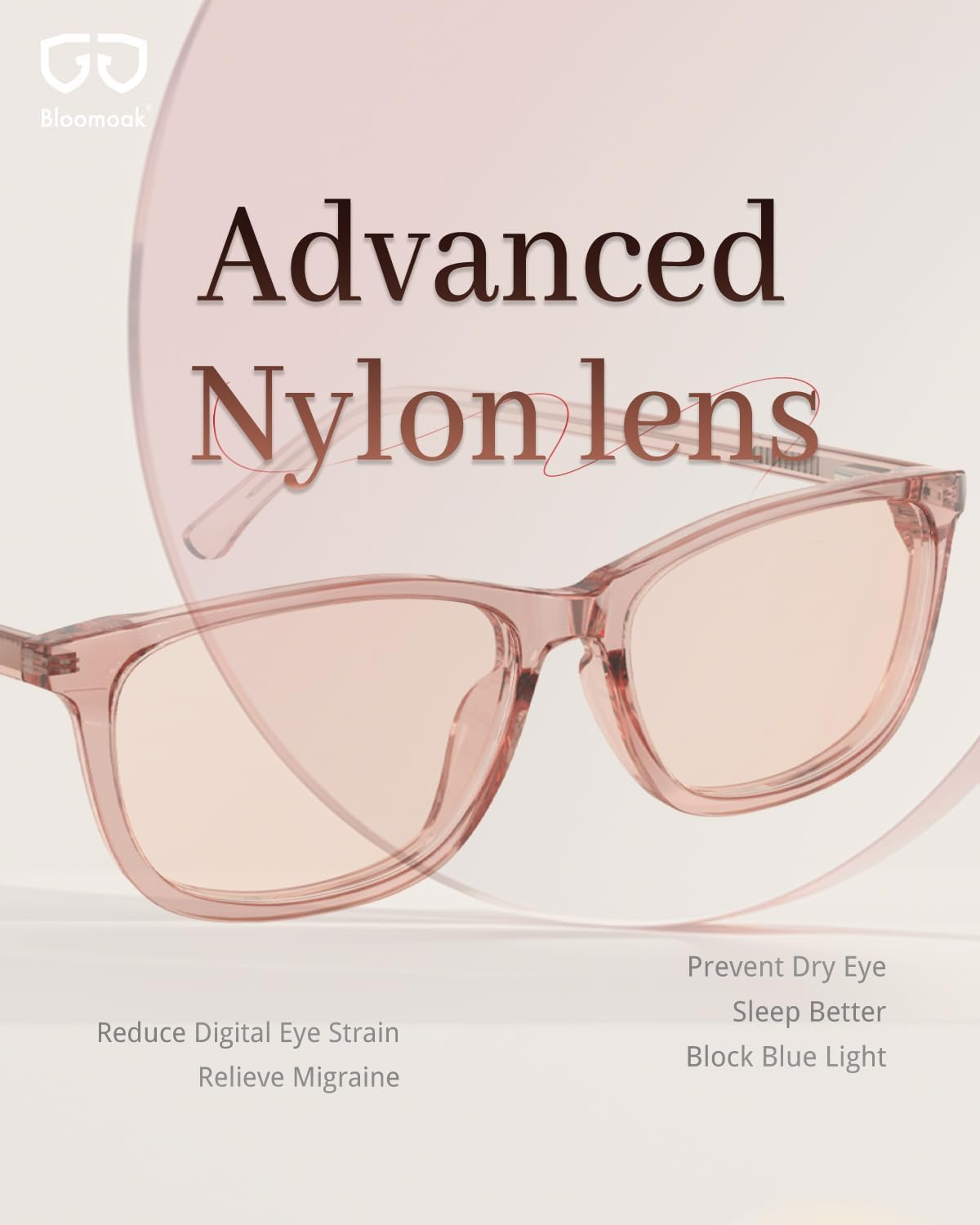 Bloomoak Rose Tinted Migraine Glasses, FL- Flex Light Sensitivity Relief Glasses for Fluorescent LED Glare, Photophobia, Eye Strain image number 4