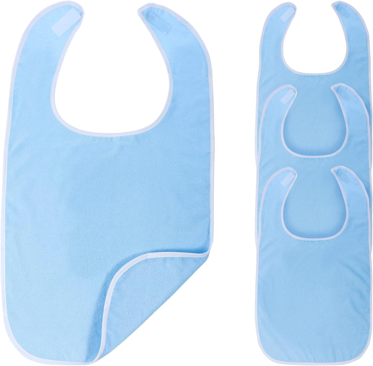 4 Pack Adult Bibs - Soft Polyester Terry Bibs, Adjustable Washable Drool Bibs for Adults Reusable Towel Bibs for Women Men Elderly Senior