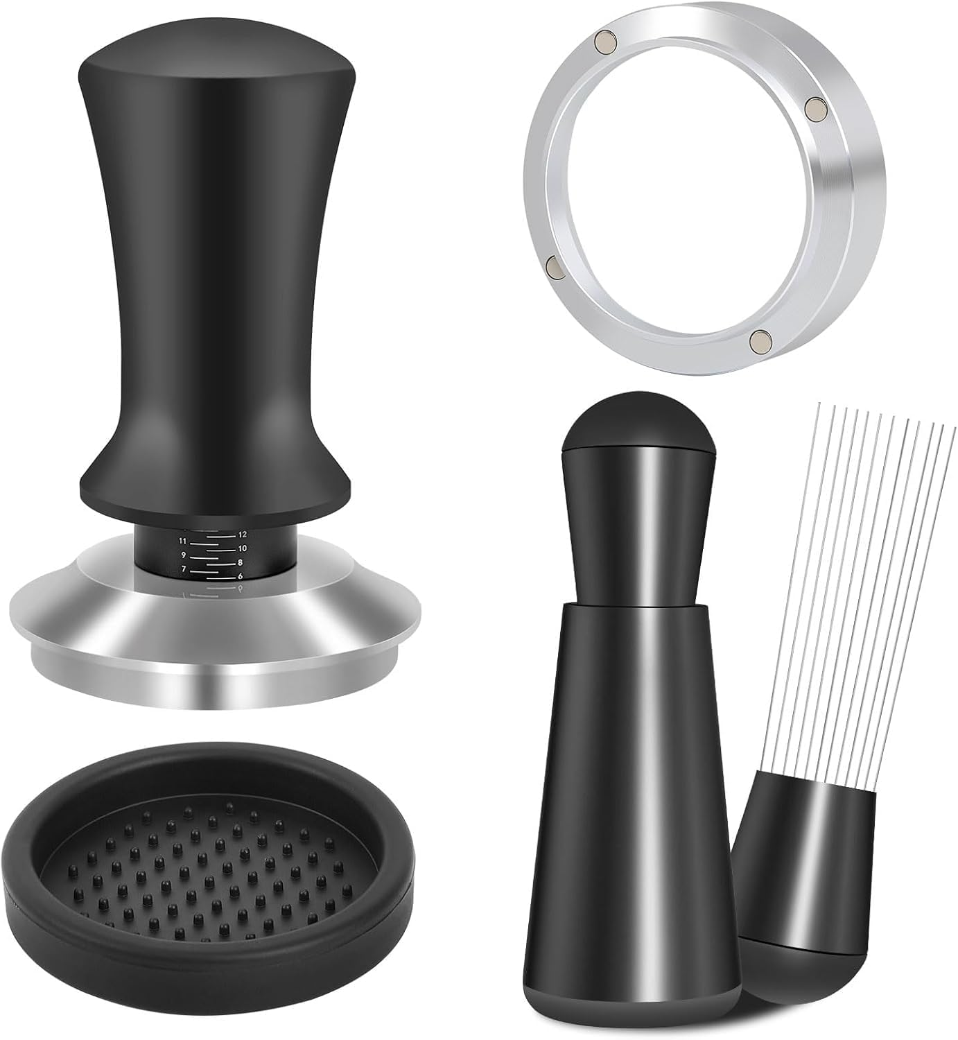 Espresso Accessories Kit, Spring Loaded Calibrated Tamper, WDT Tool and Dosing Funnel Set Fits Espresso Coffee Machines and 58 Mm Portafilters (58Mm) image number 3