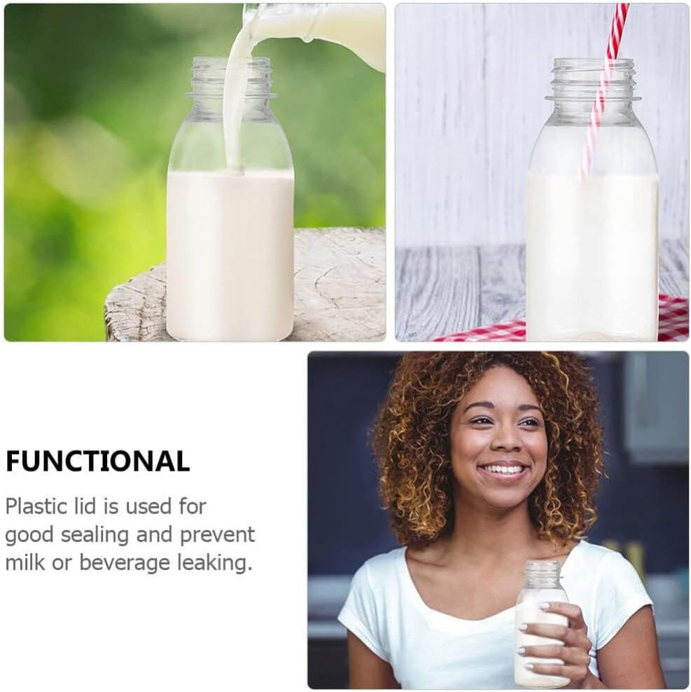 10 Pcs Empty Juice Bottles,100Ml Portable Bottle, Reusable Clear Drink Containers with Lids for Juicing, Smoothie, Milk, Drinking image number 3