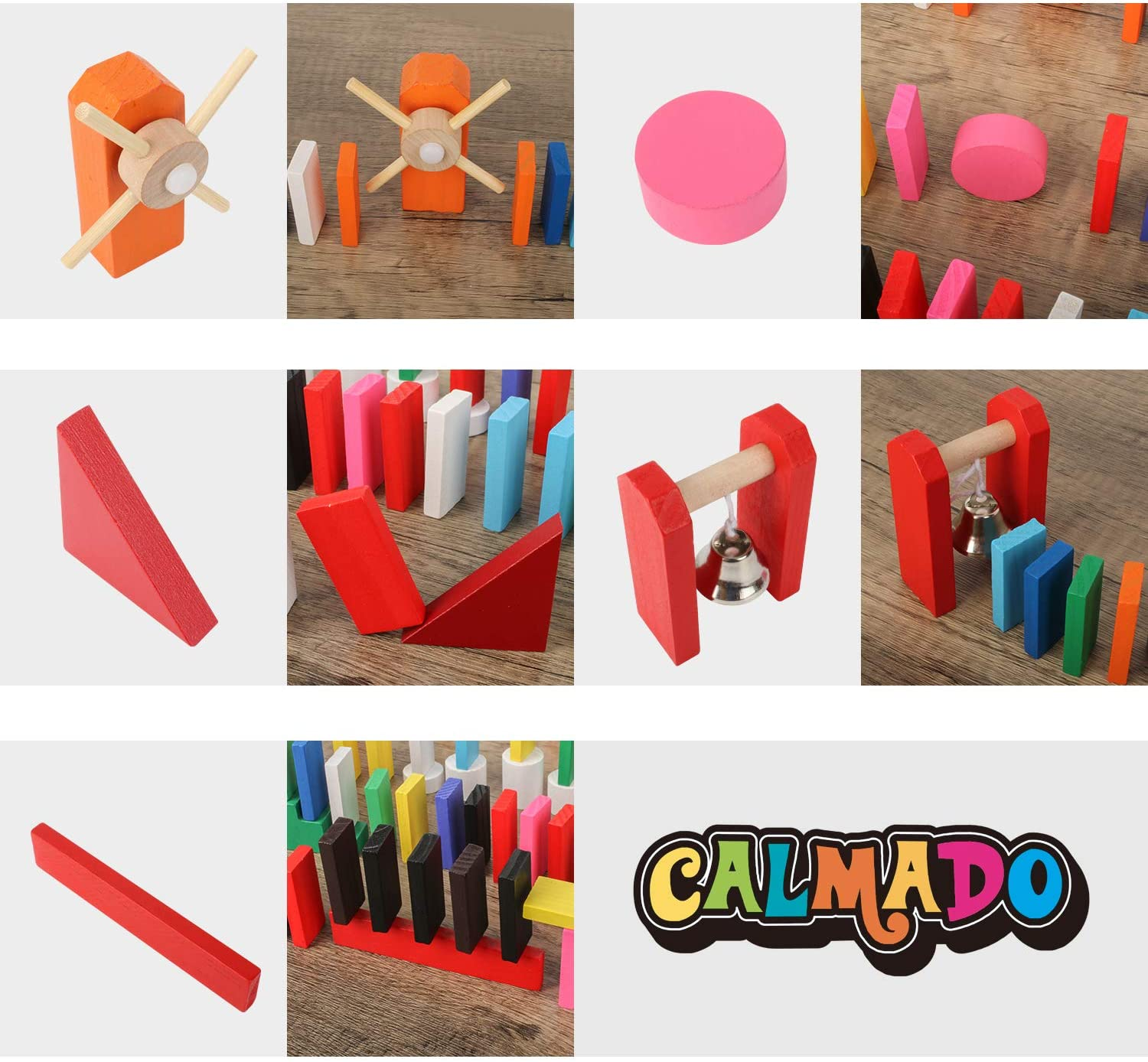 Calmado - Dominoes, 450 Pcs Dominoes Set, Games/Toy Made from Wood, Family Games Domino Grand Edition Set + Bag+ Instruction Manual + Accessories image number 4