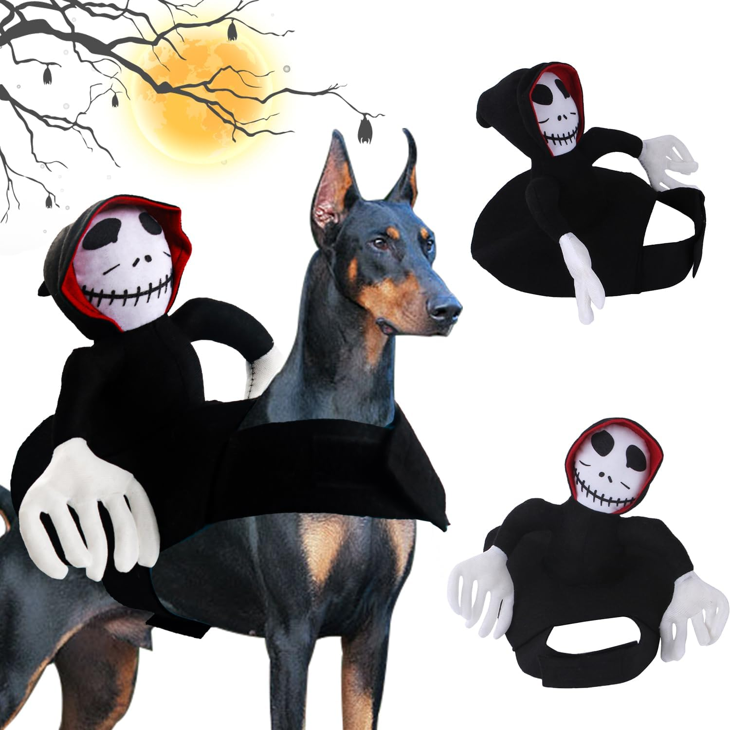 Rider Dog Costume, Dog Costume Halloween, Halloween Pets Party Cosplay Clothing, Pet Dogs Halloween Rider Costume, Ghost Rider, Halloween Grim Reaper Dog Costume (L) image number 3