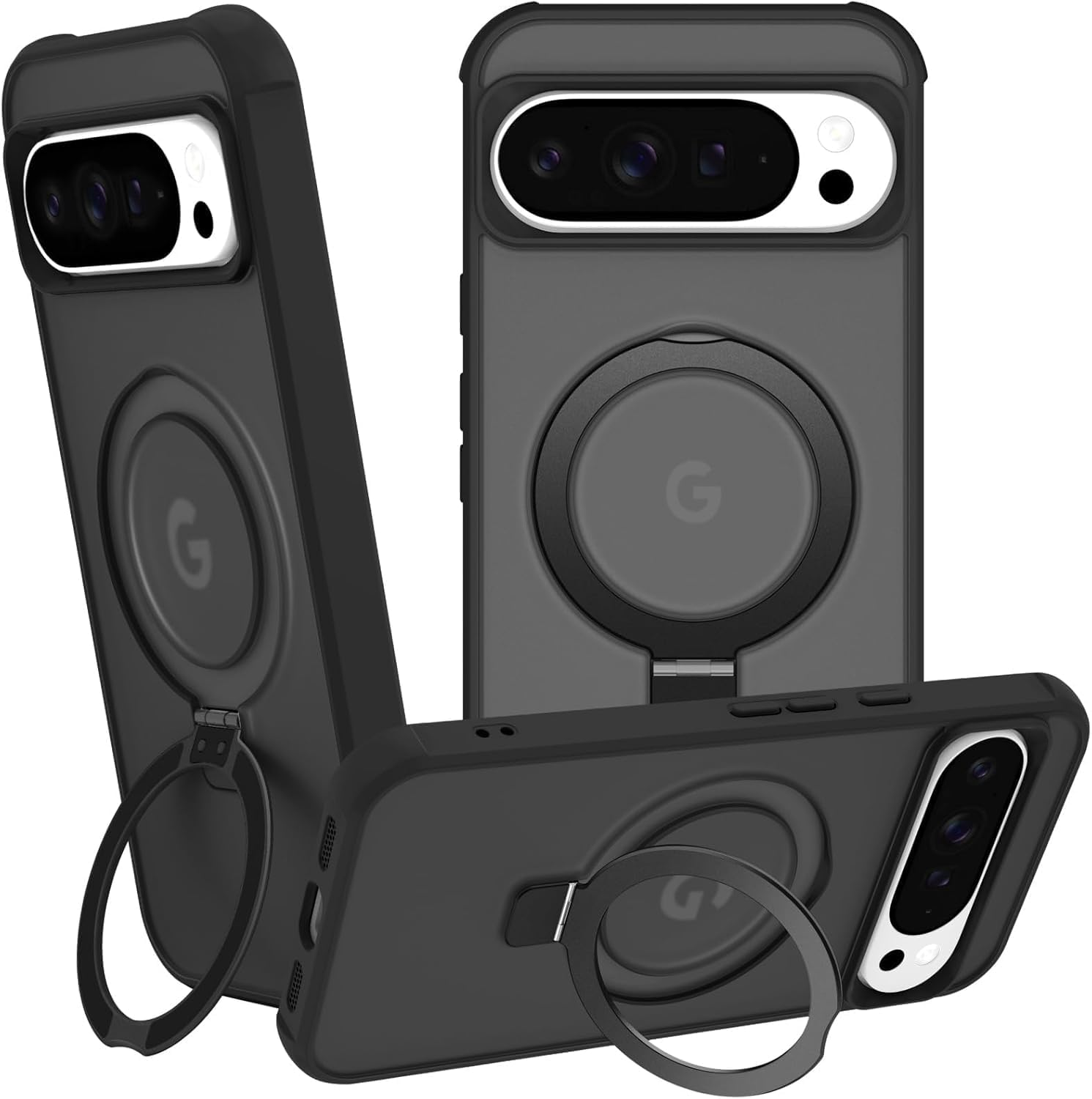 ELEPIK for Google Pixel 10 Pro XL Case with Adjustable Ring Stand, [Compatible with Magsafe] [Wireless Charging Compatible] Military Grade Magnetic Protective Phone Cover, Blue