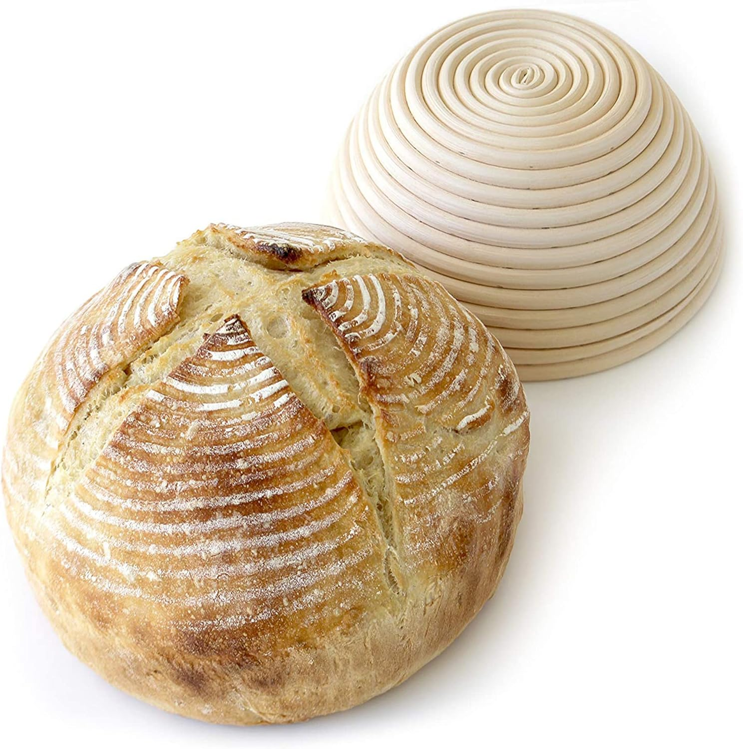 2Pcs 5" Banneton Proofing Basket round Bread Brotform with Liner Eco-Friendly Natural Rattan for Professional & Home Bakers image number 4