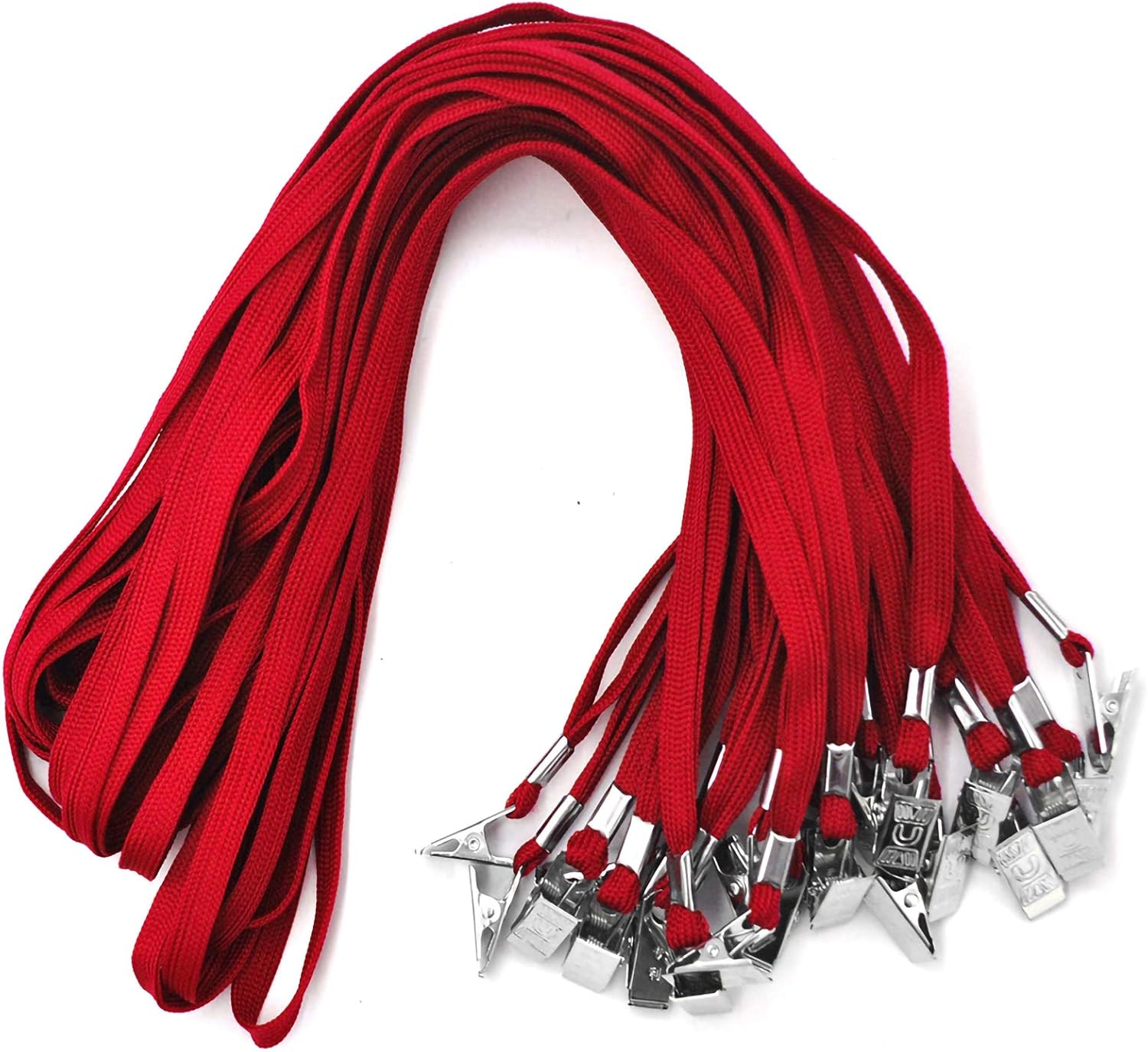 Black Lanyards 100 PCS Badge Lanyards with Clip Office Neck Flat Bulk Lanyard with Badge Bulldog Clip image number 4