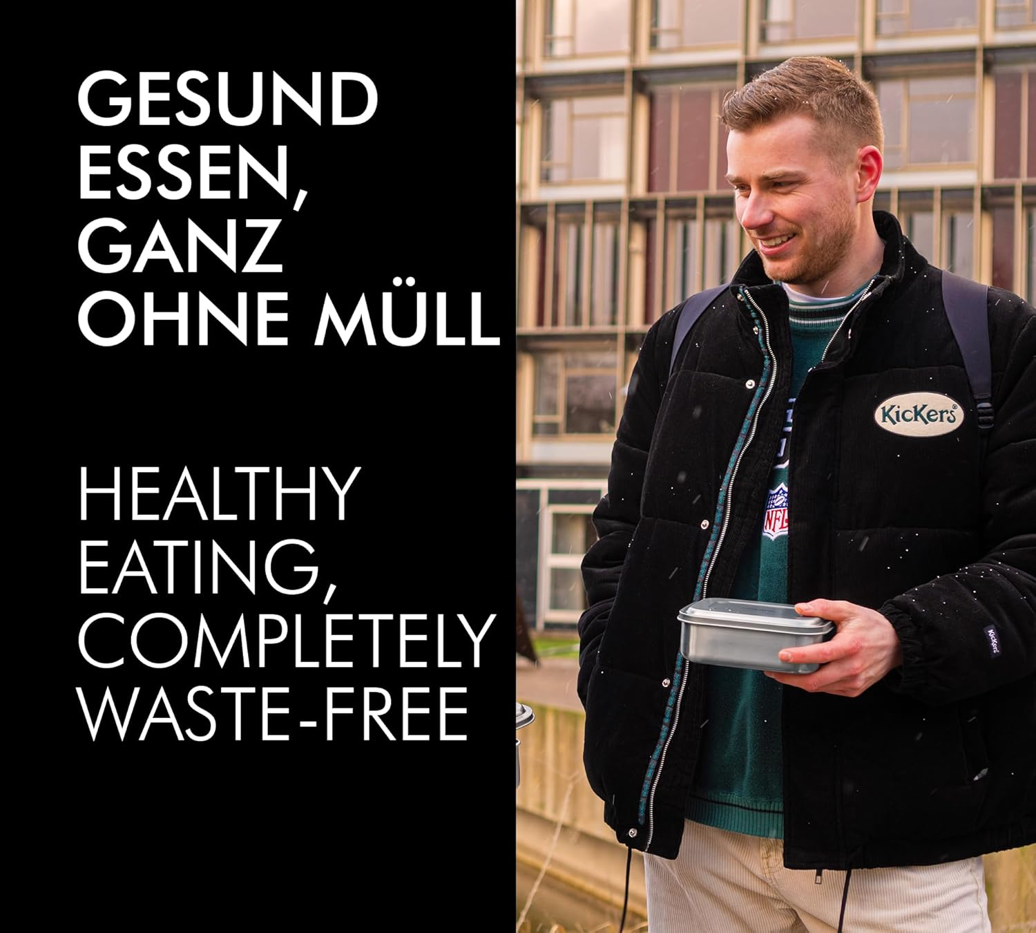 Thermocaf&eacute; by THERMOS TC Sandwich Box, Stone Grey, 1.00 L, Stainless Steel Lunch Box with Textile Strap, Lunch Box for University, School and Office, Dishwasher Safe and Bpa-Free image number 2