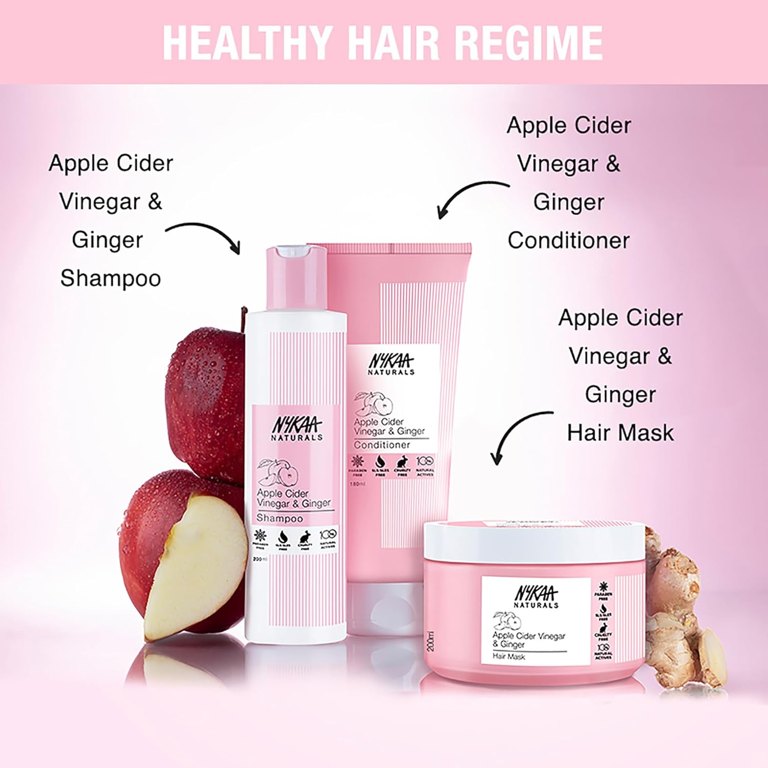 Nykaa Naturals Hair Mask-Anti-Hairfall, Strengthens Hair, Prevents Hair Loss and Thinning, Deep Nourishing-100% Natural Actives, for All Hair Types, Men and Women 200Ml (Apple Cider Vinegar & Ginger)