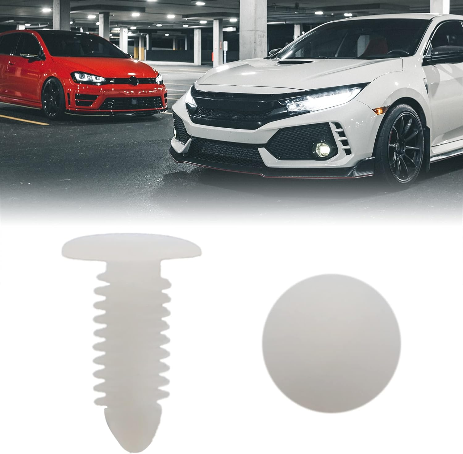 Uxcell 30Pcs White Plastic Rivets Splash Guard Fastener Push Type Clips 7.5 X 6.5Mm image number 5