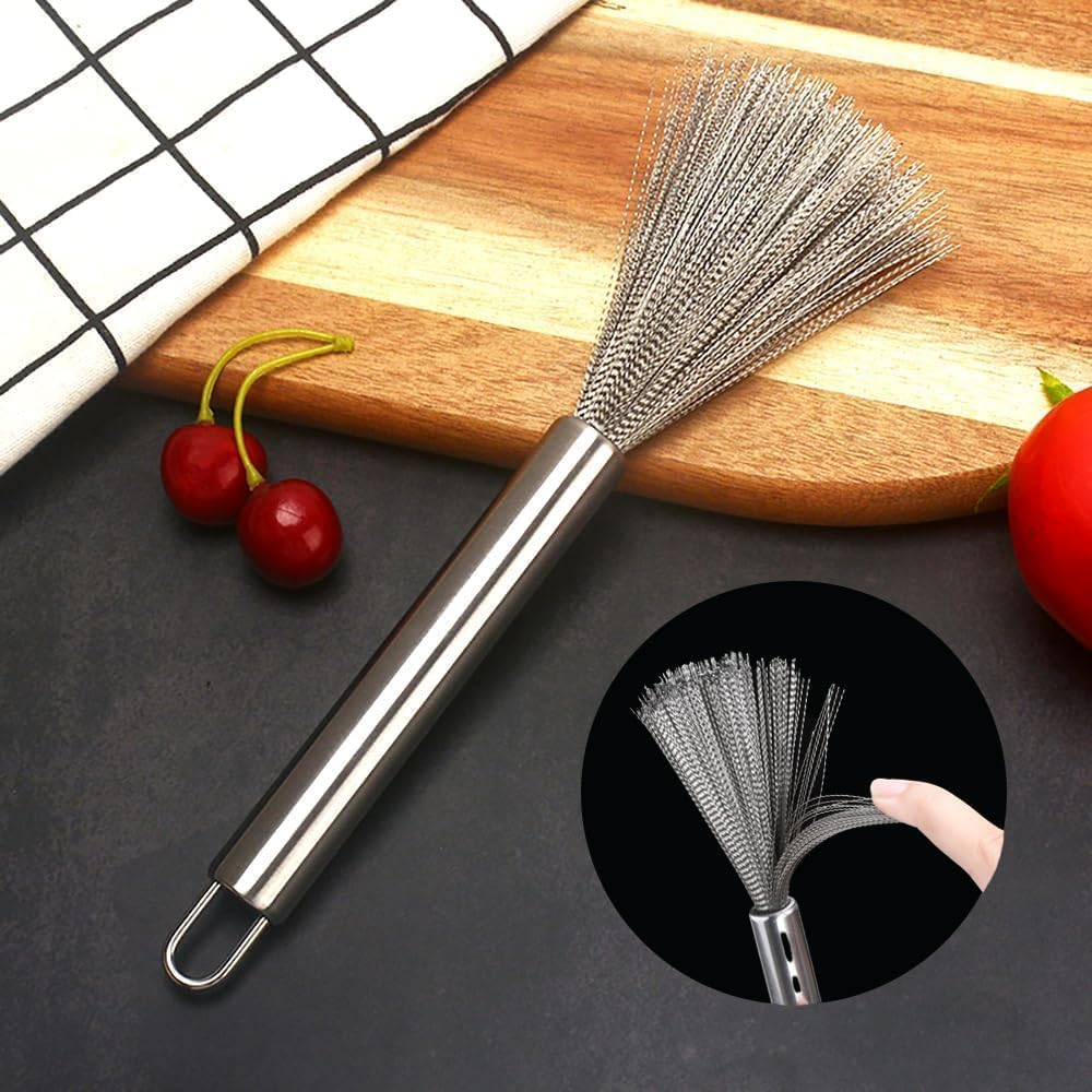 Stainless Steel Brushes, 2 Pcs Multi-Functional Kitchen Scrubber with Long Handle, Cookware Scrubber Brush, Suitable for Removing Stubborn Messes from Cast Iron, Pots, Pans, Grill image number 4