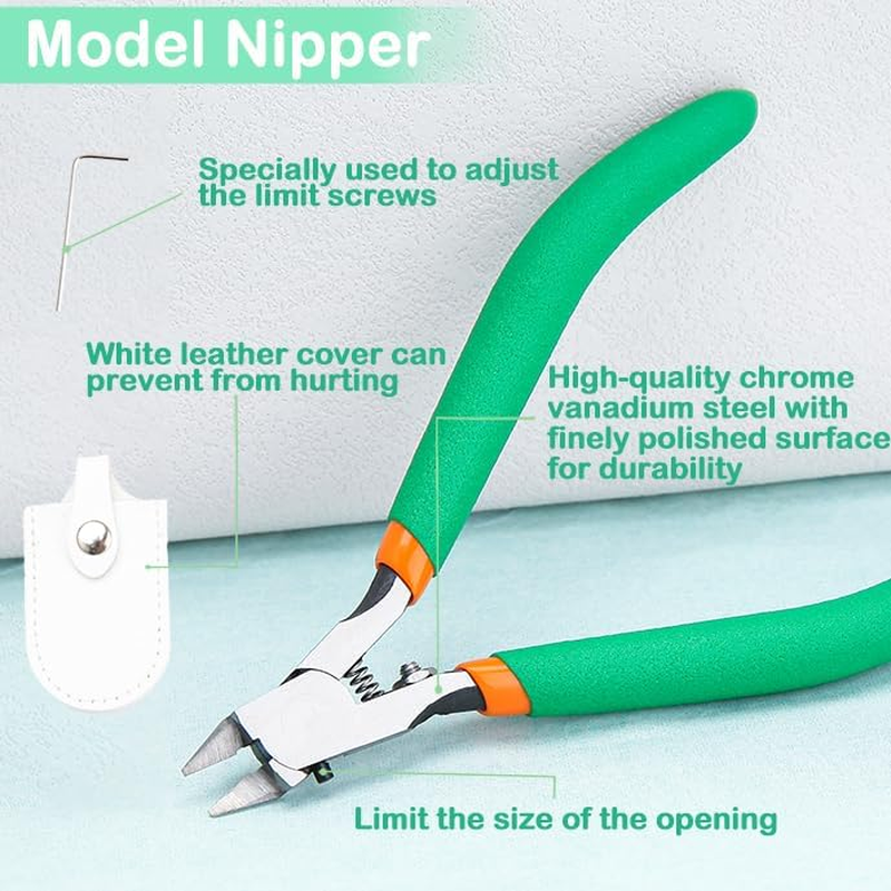 LEONTOOL 5-Inch Model Nipper, Ultra-Thin Single Blade Nipper with Leather Cover and Hex Key, Flush Cut Pliers with Non-Slip Comfortable Grip, Plastic Sprue Cutter for Gundam and Scale Model Building image number 5