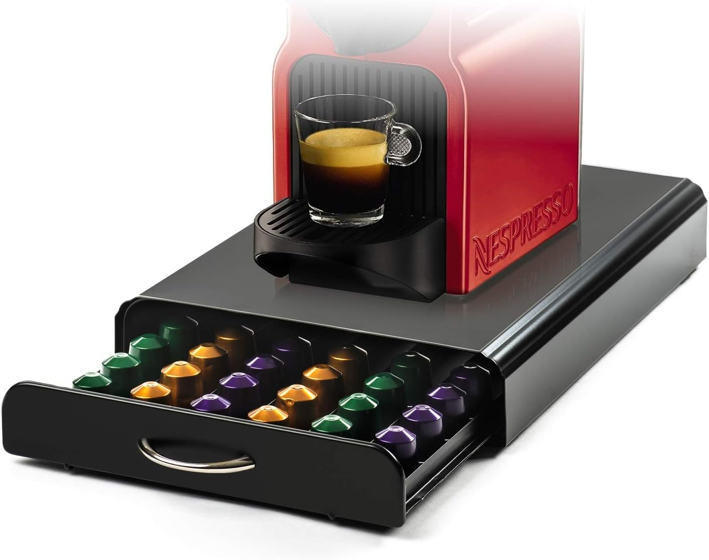 CARLA HOME Coffee Pods Holder Storage Drawer Compatible with 60 Nespresso Pods for Kitchen Storage & Organisation, Nespresso Pod Holder Coffee Machine for Home Storage (Black) image number 1