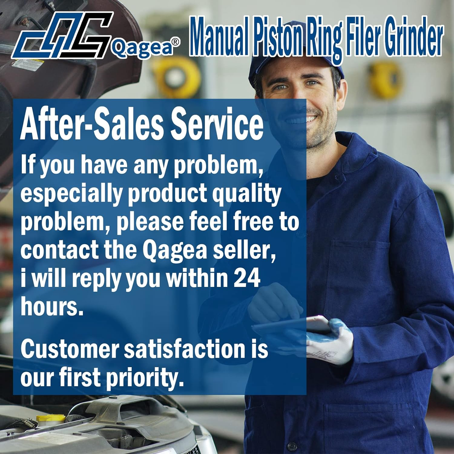 Manual Piston Ring Filer Includes 120 Grit Carbide Grinding Wheel Replace 66785 66786 image number 2