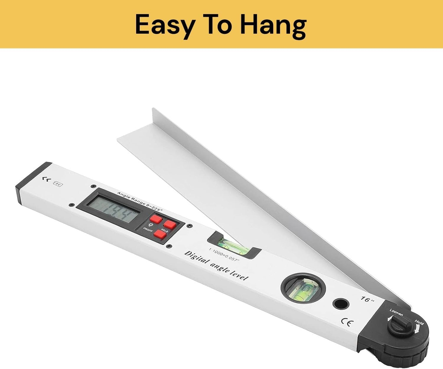 EZONEDEAL Digital Angle Finder Ruler 400Mm/16 Inch Digital Angle Protractor 0~225&deg; Electronic Spirit Level Gauge Meter with Backlit LCD Portable Bag for Roofing Engineering