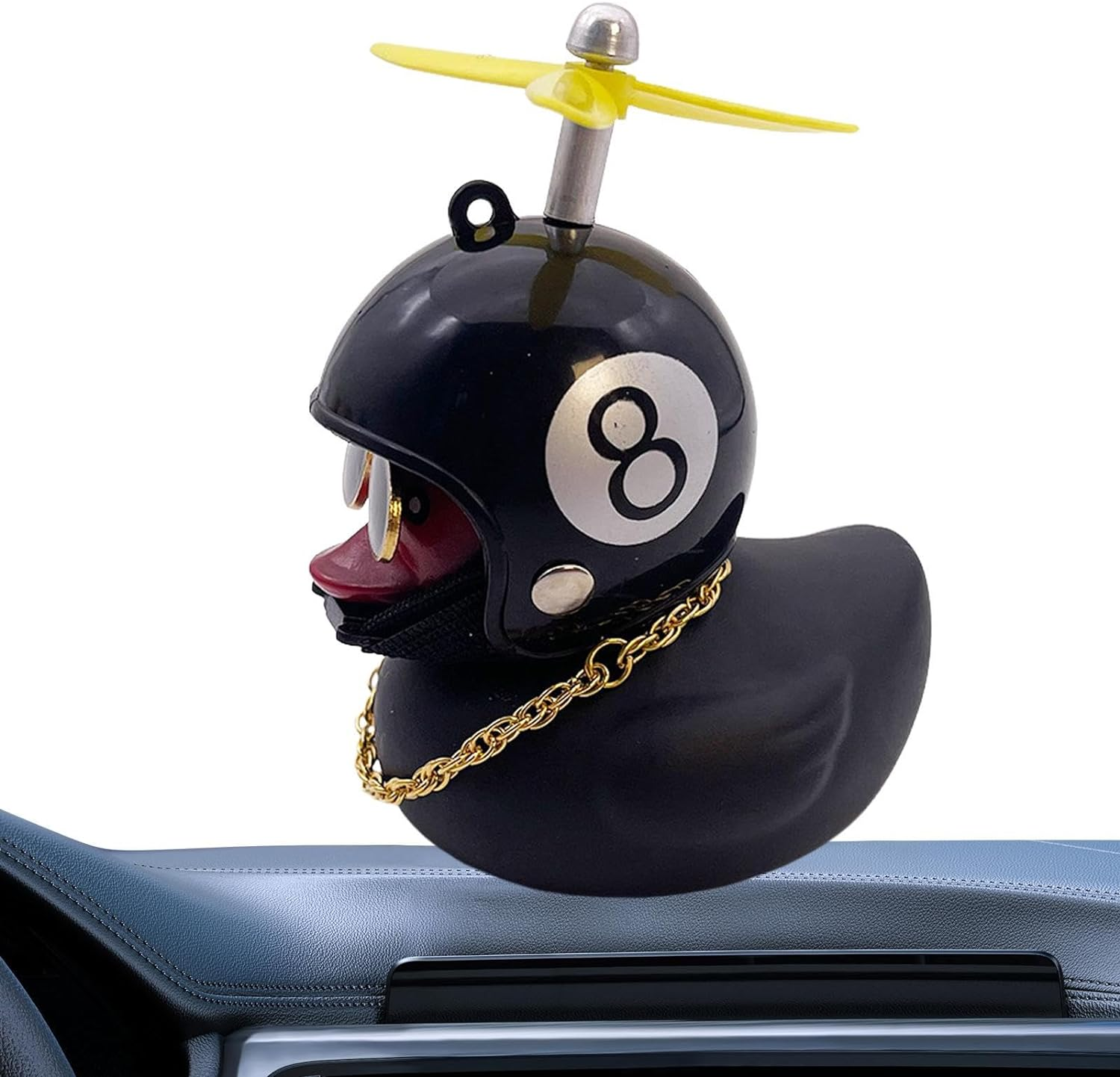 Duck Car Ornament - Car Ornaments Little Duck | Rubber Duck Toys Car Decorations, Duck with Propeller Hat, Motorcycle Home Decor Buniq - Heiba-Little Black Duck image number 2
