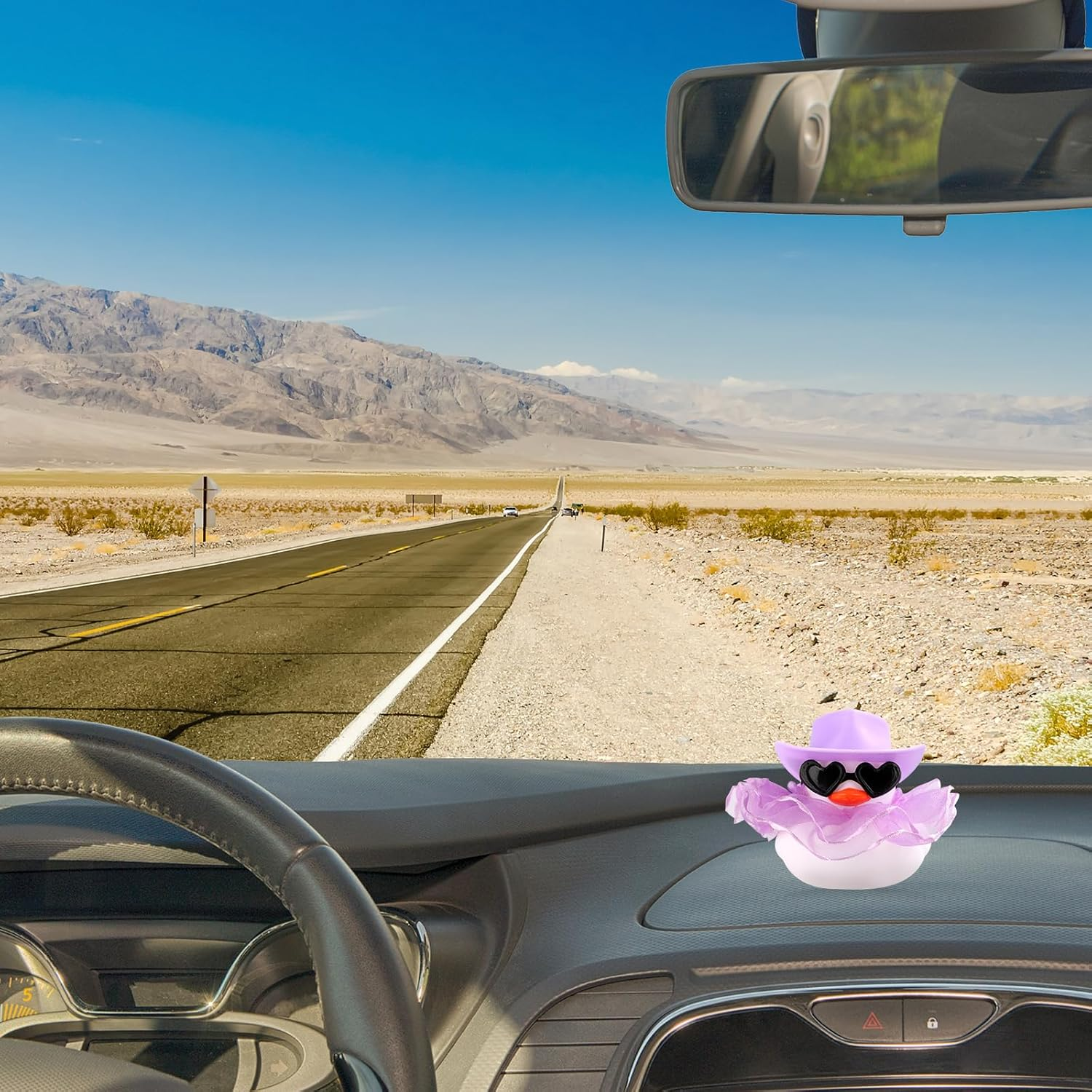 XIHIRCD Car Ducks for Dashboard, Cute Car Rubber Duck Ornament Purple Duck Decoration Accessories with Glasses Hat Skirt for Car Table Refrigerator Decoration image number 2