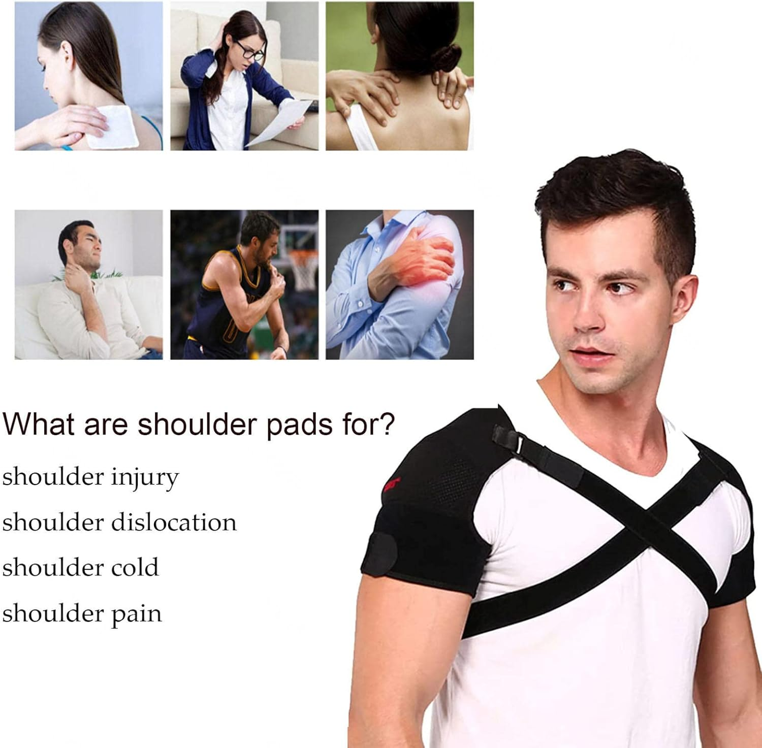 Double Shoulder Brace Shoulder Support Strap for Men Women Rotator Cuff,Dislocated Joints,Muscle Pain Relief, for Posture Correction Shoulder Belt Back Stabilizer,M image number 5