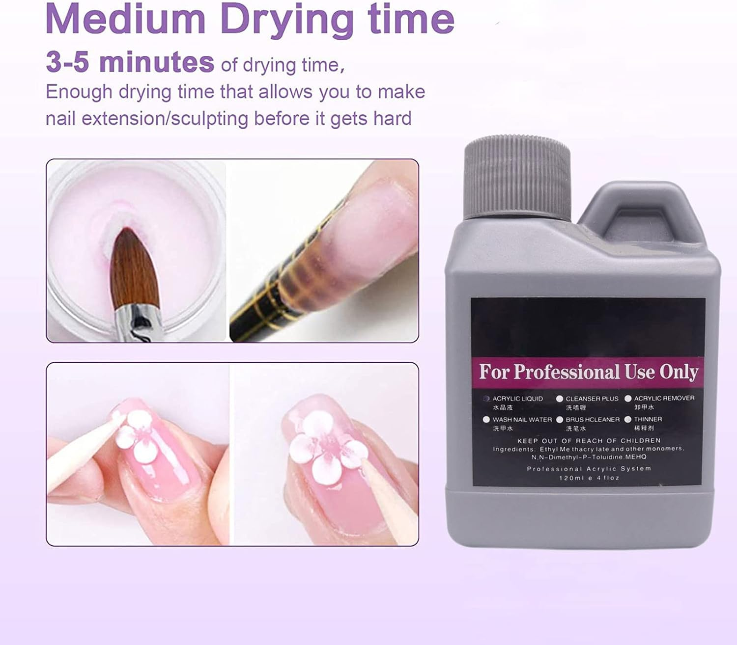 Warm Girl Nail Acrylic Liquid for Acrylic Powder Nail Art Tip (120Ml)