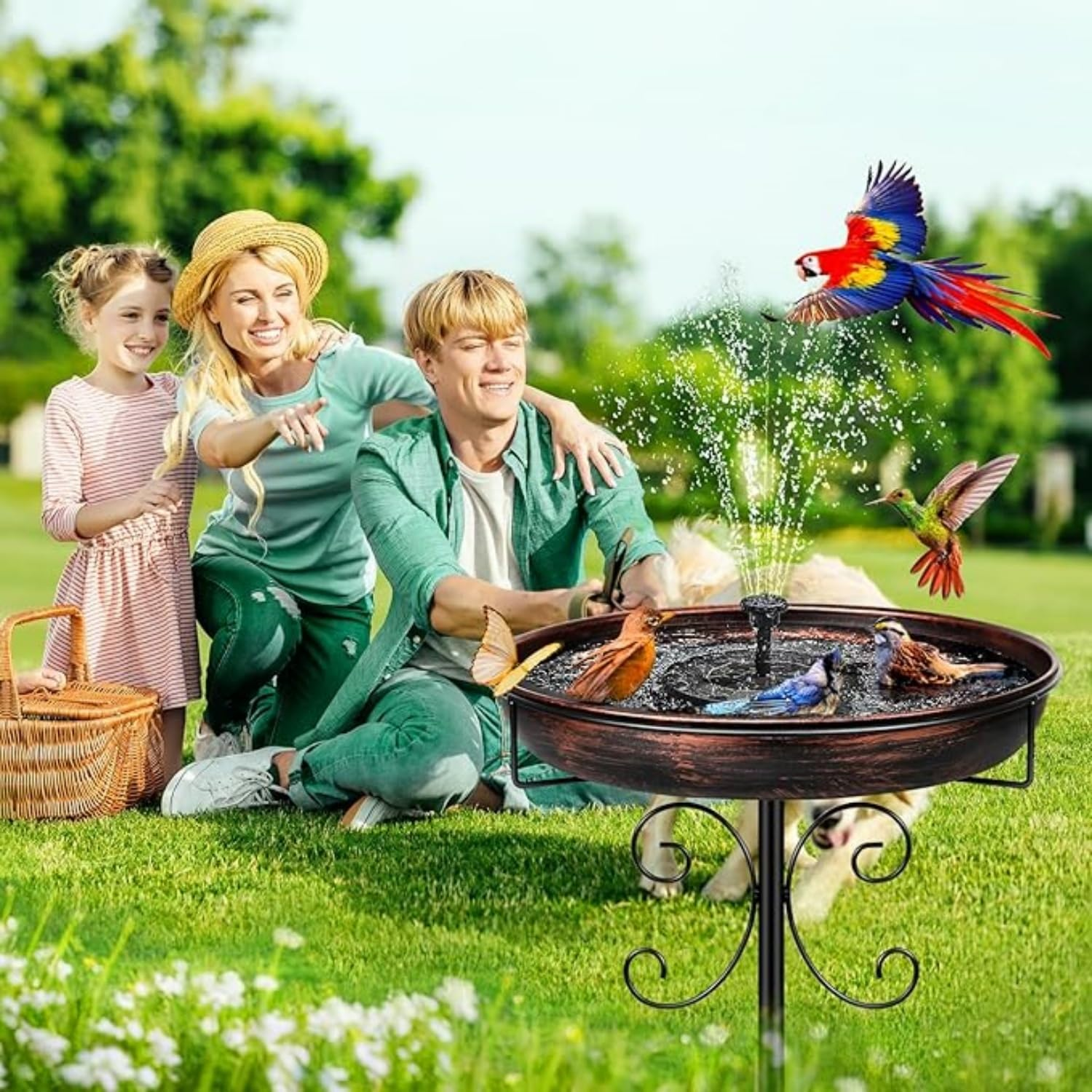 Metal Bird Bath for Outdoors, Freestanding Birdbaths Bowl Outdoor, Free Standing Garden Bird Bath Bird Feeder Bowl with Metal Stake, Detachable Decoration Bird Feeder for Garden Patio Yard Lawn image number 6