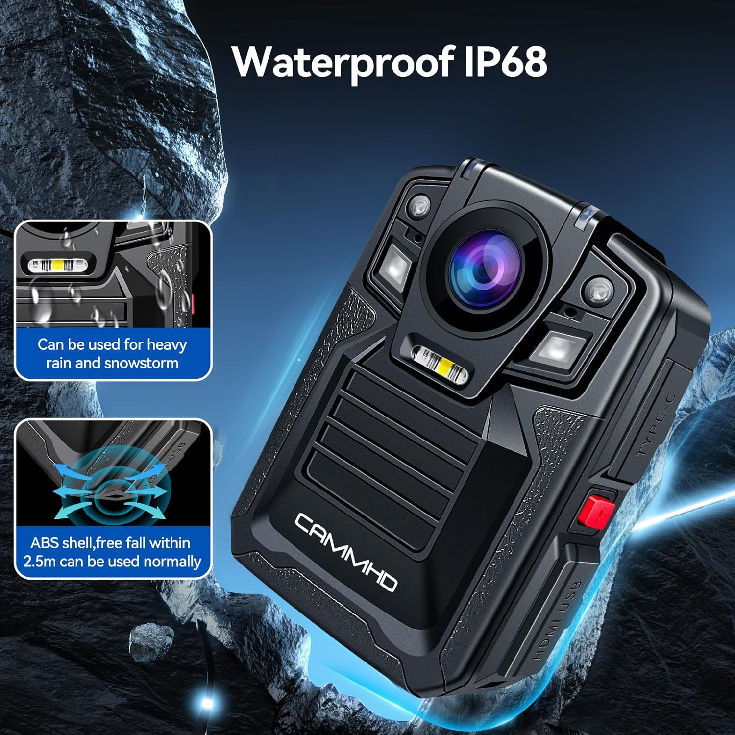 CAMMHD V8Pro-64Gb 4K Body Camera, Dual Batteries Wearable Camcorder Video Camera with Audio, 170&deg; Wide Angle Night Vision Body Cam for Police Security Guard Personal Safety Night Adventure image number 2