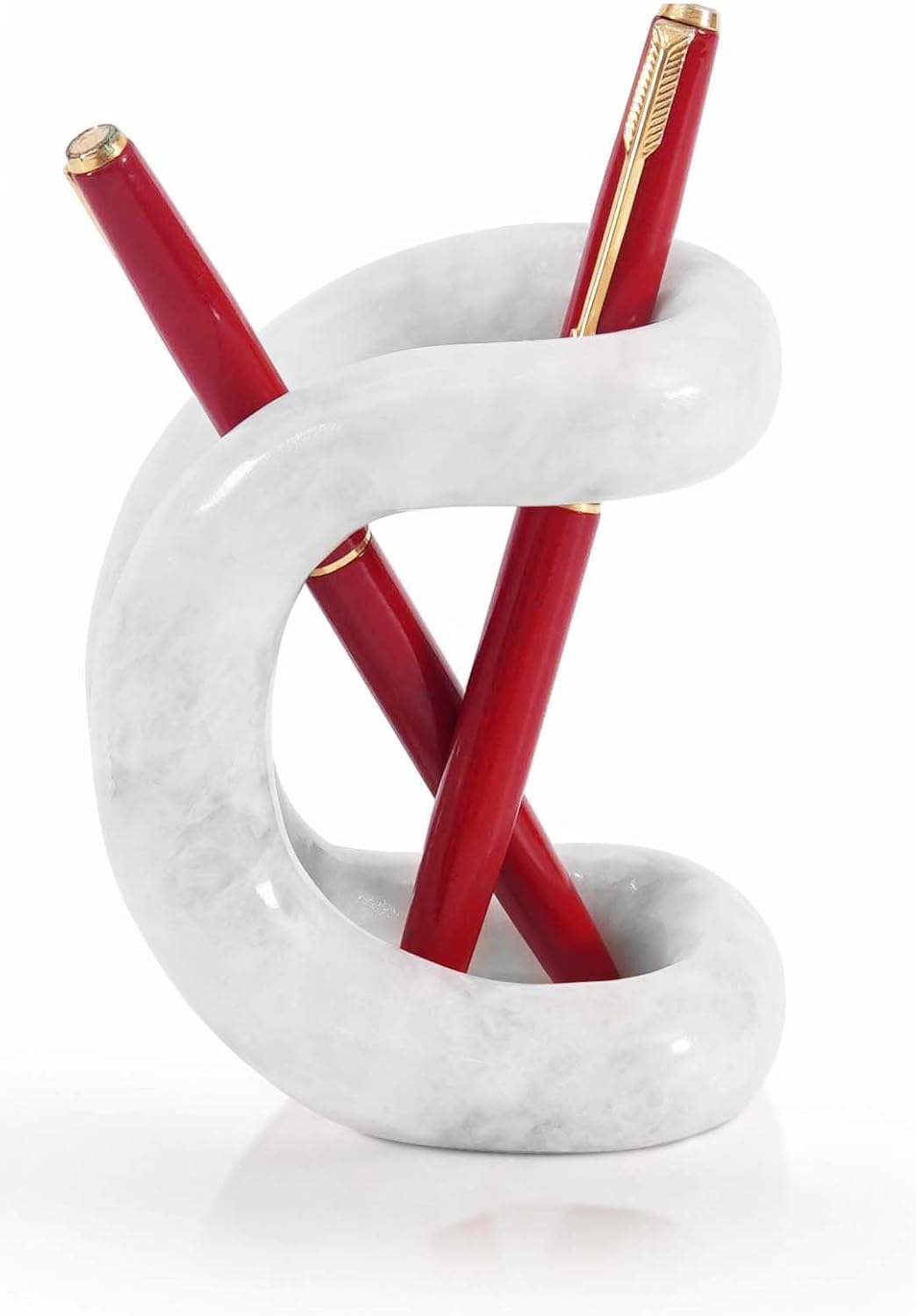 SPESHSTONES Marble Pen Holder for Desk 4 Inch White Pencil Holder for Desk Accessories & Workspace Organizers - Stone Stationary Holders for Office Decor - Pen Organizer for Gifts