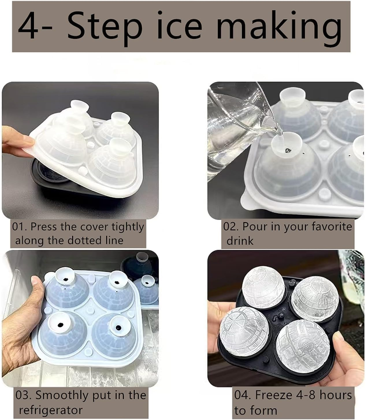 Galactic Cocktail Essential 3D Death Star Ice Cube Mold for Whiskey & Bourbon - Extra-Large Slow-Melting Sphere Ice Molds, Star Wars Collector Gifts for Men/Husbands,Bpa-Free Food-Grade Silicone Mold image number 6