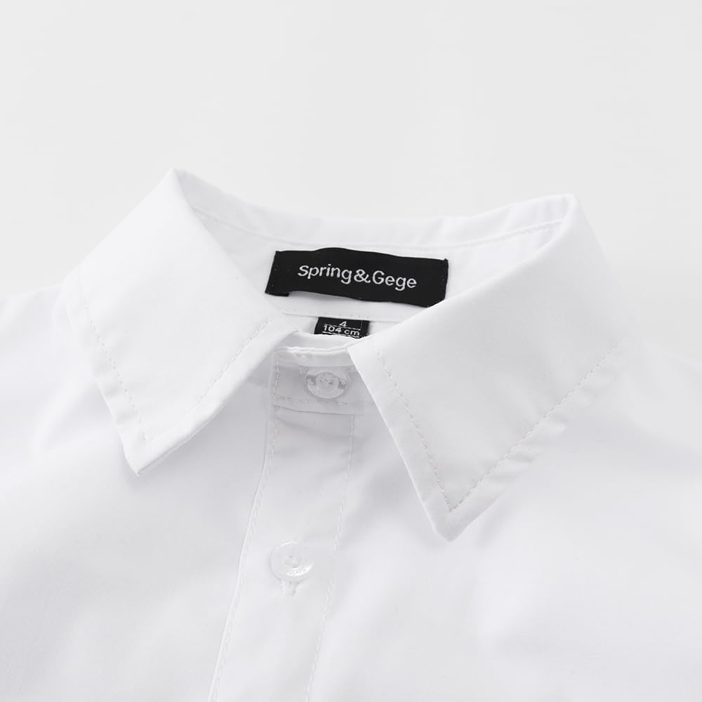 Spring&Gege Boys Short Sleeve Dress Shirts Stretch Wrinkle Free Casual Button down Shirts image number 6