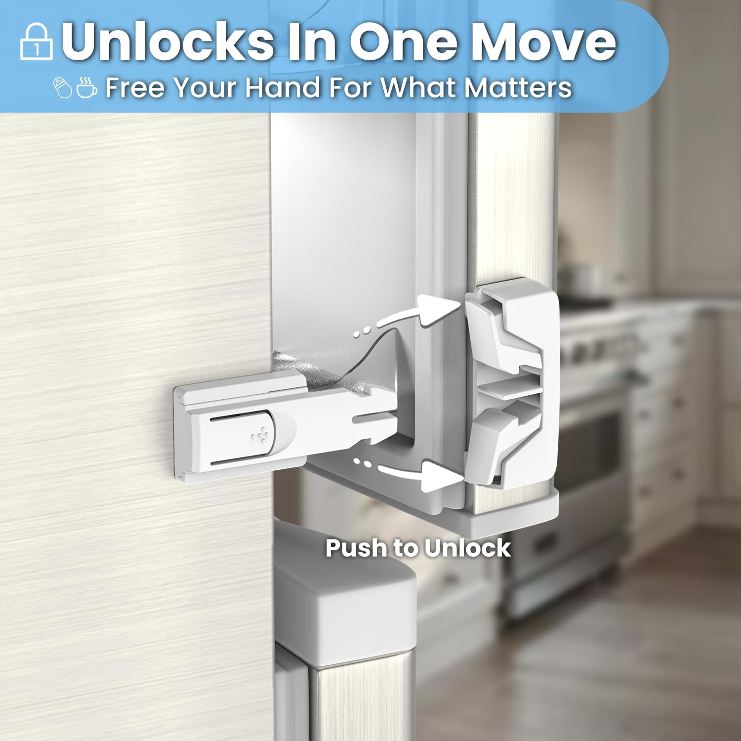 Refrigerator Fridge Freezer Door Lock for Kids and Aging Seals, Child Proof Refrigerator Latch Lock to Keep Door Closed, No Tools Required and Easy Installation image number 6