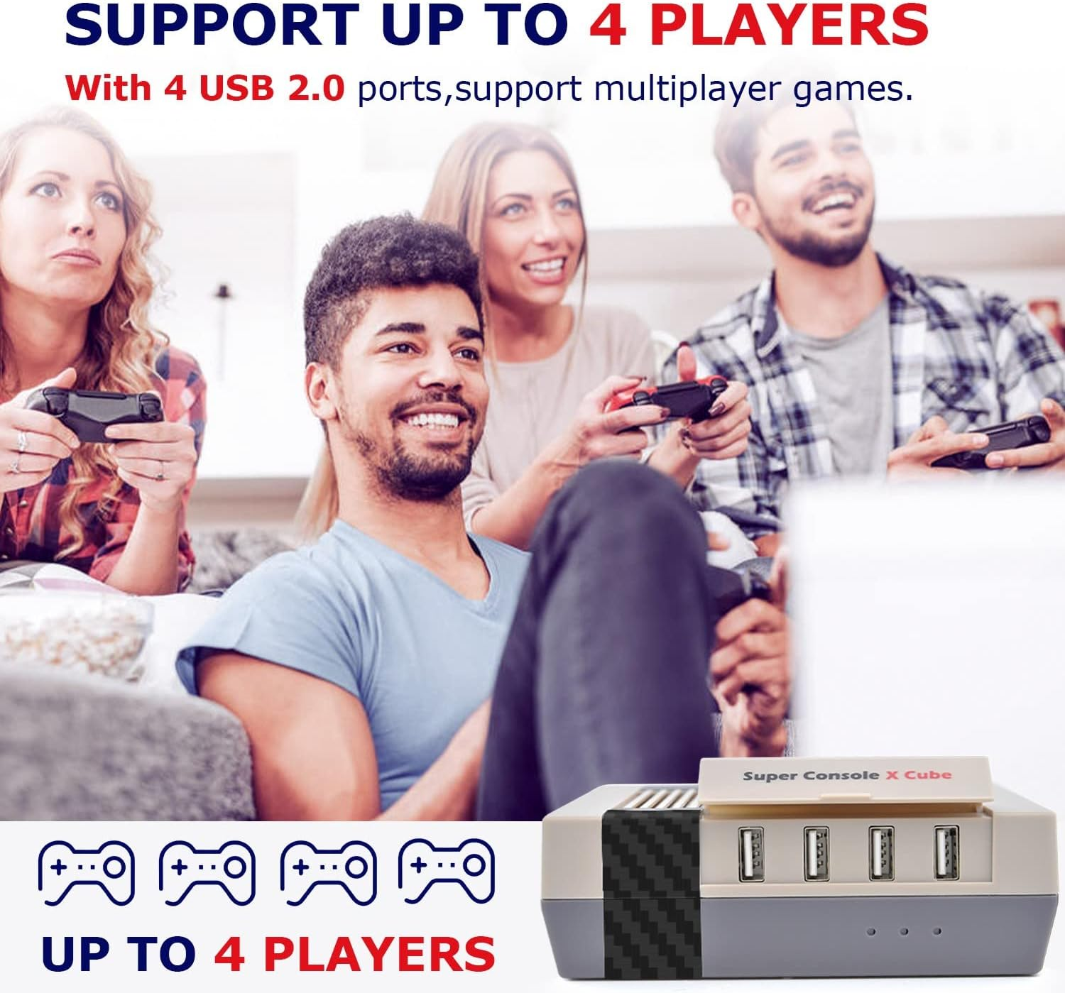 Kinhank Retro Game Console,Super Console X Cube with 50000+ Video Games, Classic Mini Gaming Systems for Tv,Plug and Play,Compatible with PS1/PSP/N64/DC/MAME Etc,Support 4K HD/AV Output(Cube 256G)