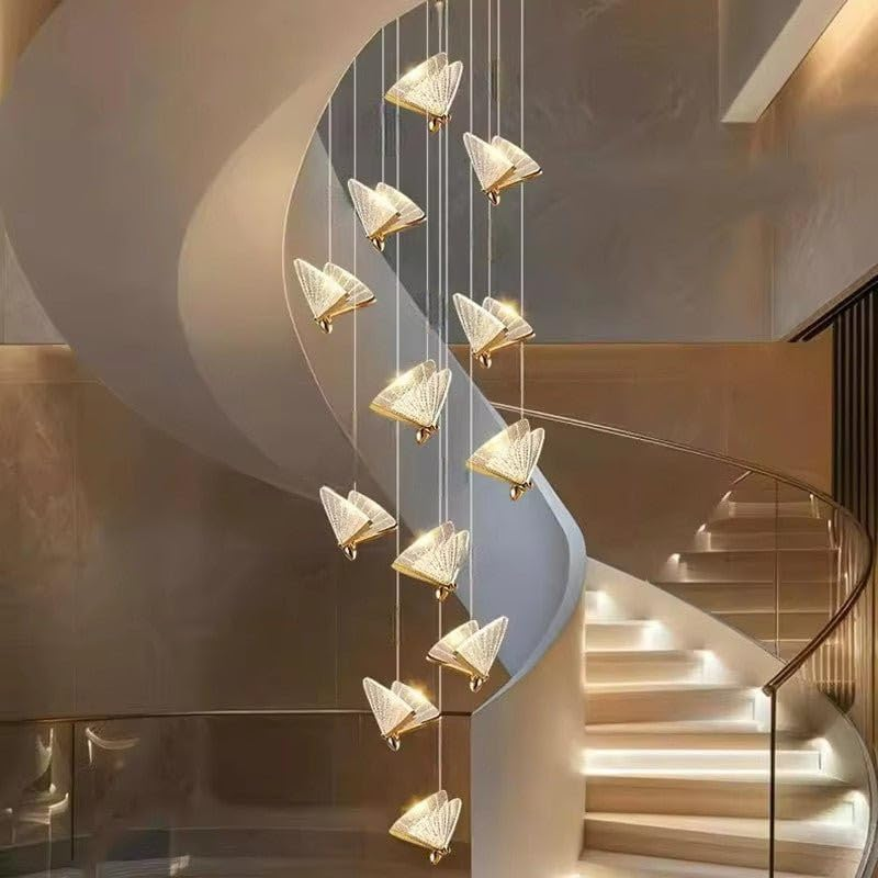 BAMDECOR LED Modern Bedroom Bedside Creative Butterfly Hanging Chandelier Light Fixtures for Stairs Nordic Decoration (12Heads) image number 4