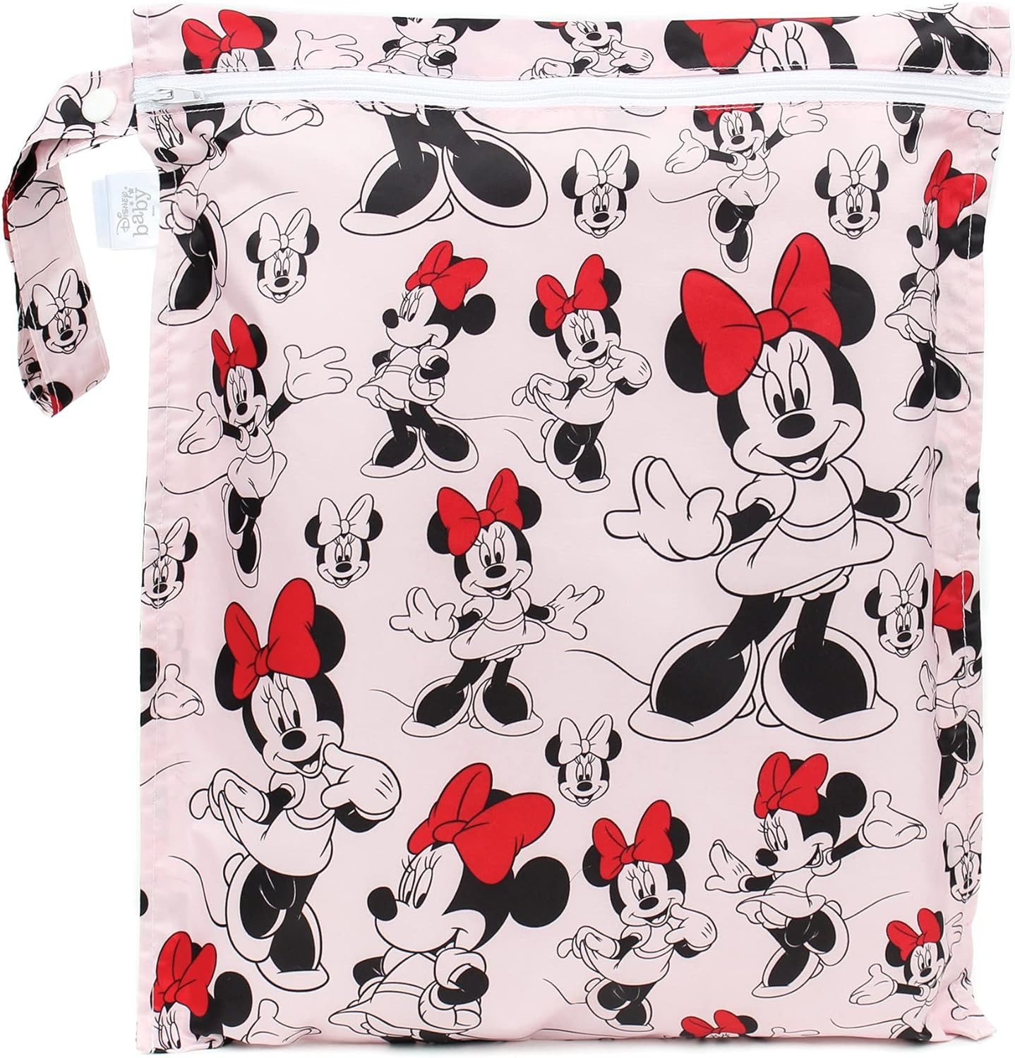 Bumkins Disney Waterproof Wet Bag 12X14, Washable, Reusable for Travel, Beach, Pool, Stroller, Diapers, Dirty Gym Clothes, Wet Swimsuits, Toiletries, Electronics, Toys - Minnie Mouse Classic