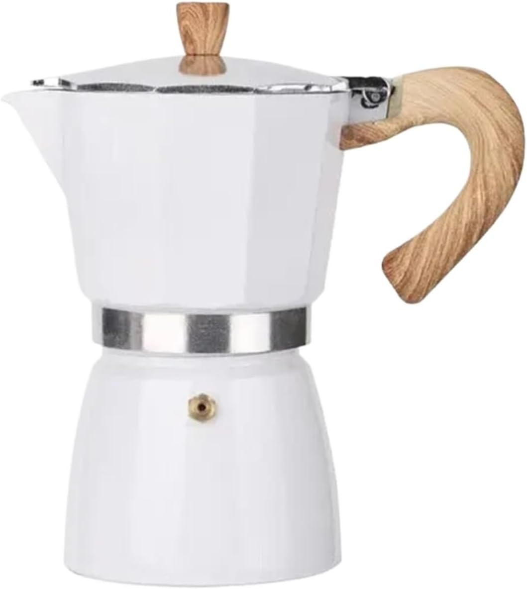 150Ml 300Ml Vintage Wooden Handle Espresso Maker Moka Pot Classic Italian Cafe Tools Kitchen Accessories(Dark Khaki)