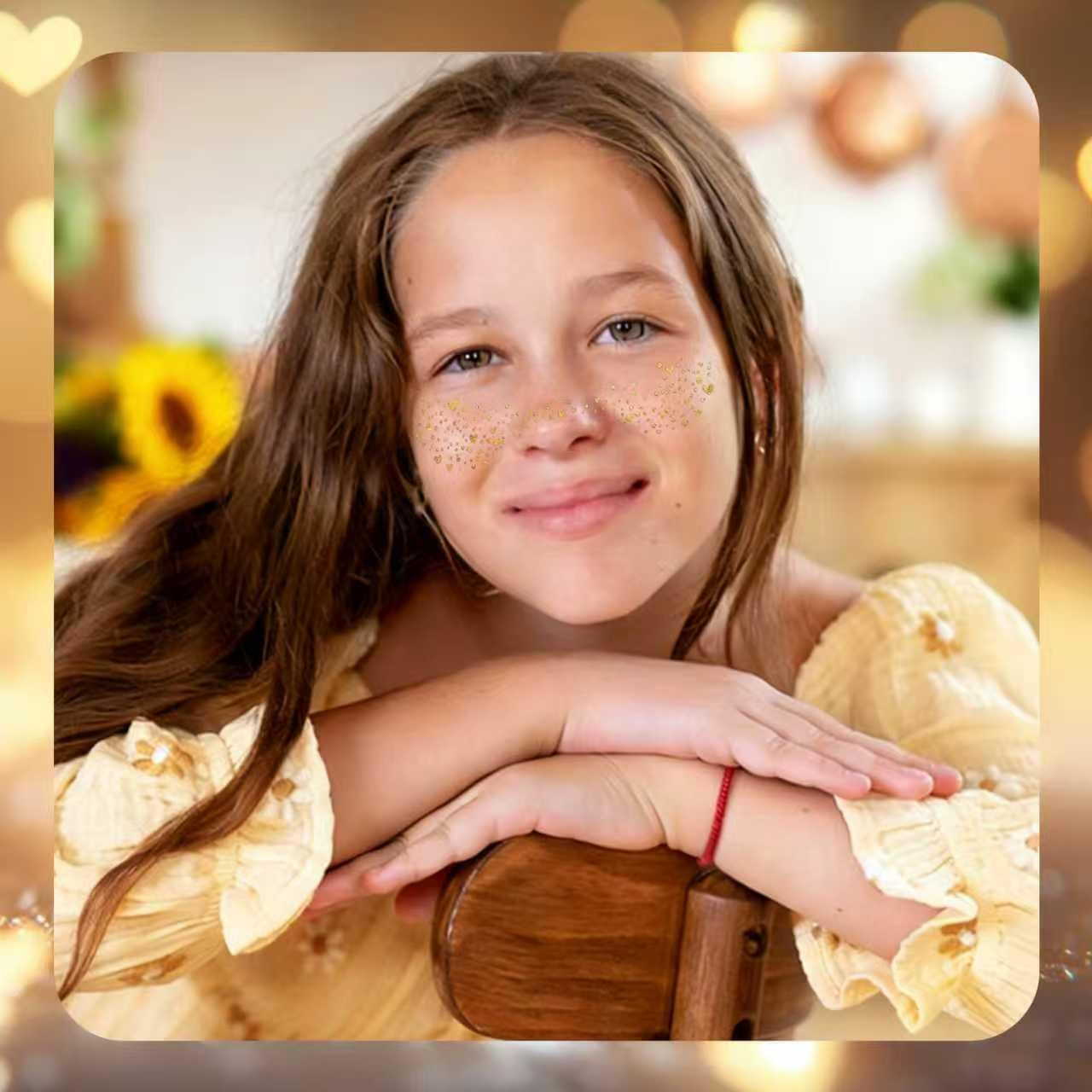 ZWWOGE 6 Glitter Freckles Tattoo Set with Full Body Holo Effect - Freckles Tattoo & Glitter Tattoo Face for Festivals - Durable Glitter Freckles for Party & Carnival image number 2