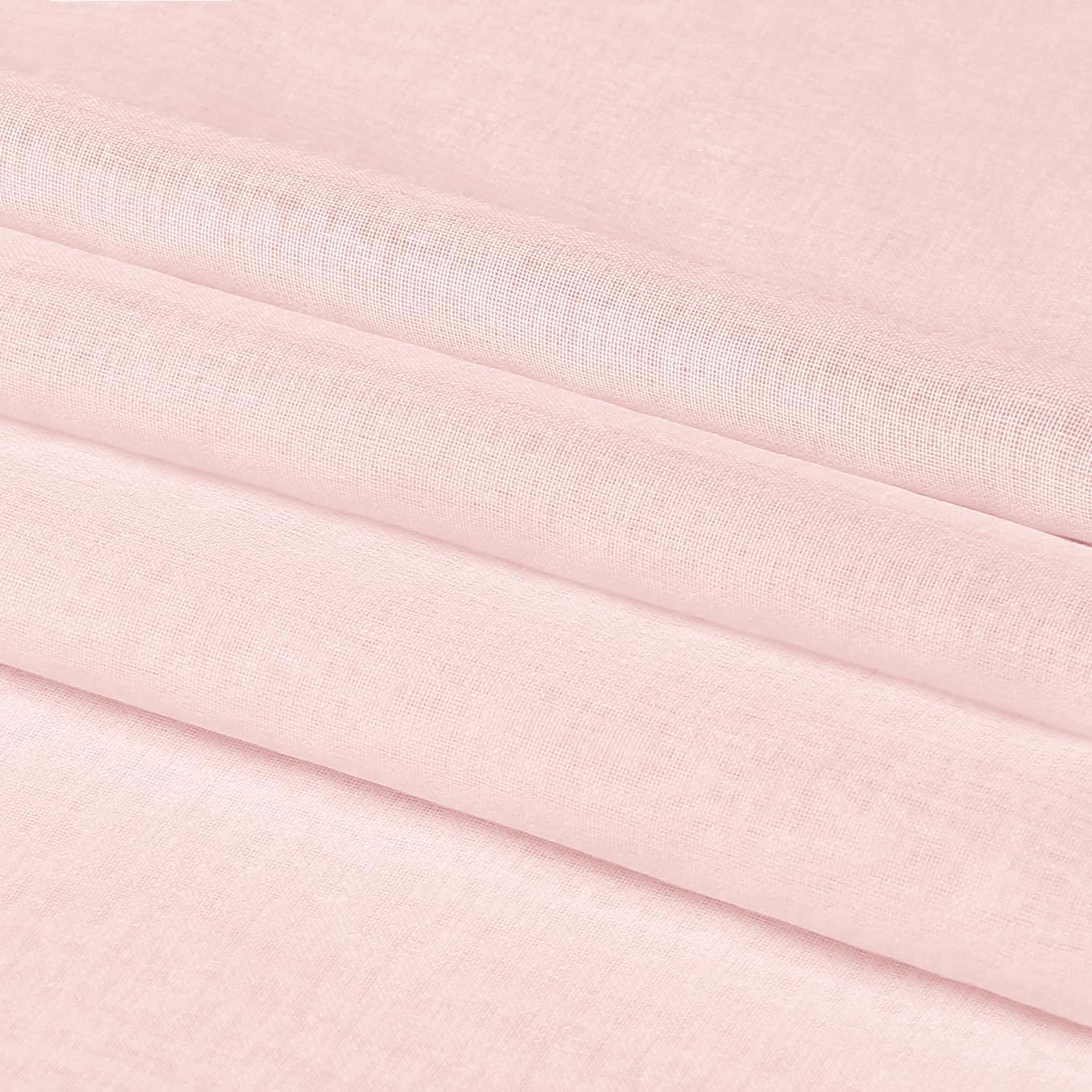 DWCN Short Sheer Curtains Semi Transparent Voile Rod Pocket Curtains for Bedroom and Living Room, Blush Pink, 132 X 161 Cm Long, Set of 2 Panels image number 2