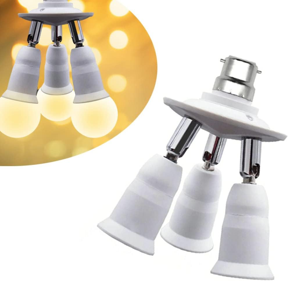Light Socket, Splitter 3 in 1 360 Degree Adjustable 180 Degree Bendable B22 to E27 E26 Bulbs Socket Holder Lamp Bases image number 5