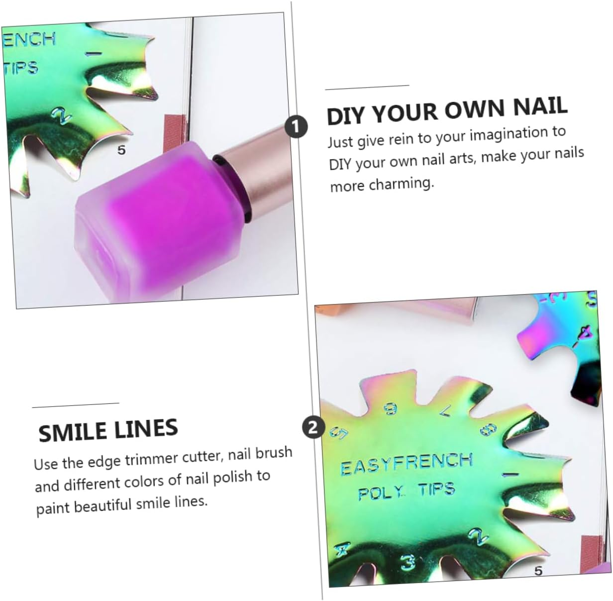 BATHVEVE 6Pcs Nail Art Template Kit Nail Trimmer Stencil for DIY Manicure Manicure Tools Safety image number 3