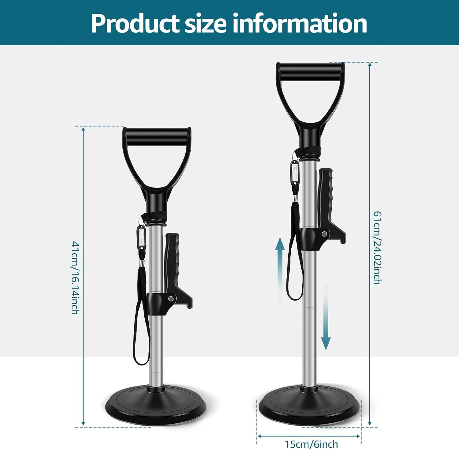 Mobility Aids Tool, Height Adjustable Stand Assist Aid, 6 Inch Base Standing Aids Support, Lift Assist Supports Equipment, for Rising Indoors Garden Outdoor Work image number 6