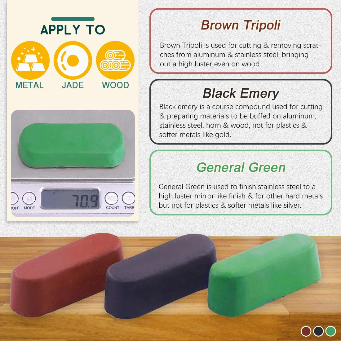 Keadic 18Pcs 4 Inch Wool Felt Polishing Wheel Disc Kit Includes Wool Felt Disc Wheel Pad and Buffing Polishing Compounds, Wool Polishing Wheel Buffer Pads Wool Polishing Disc for Marble